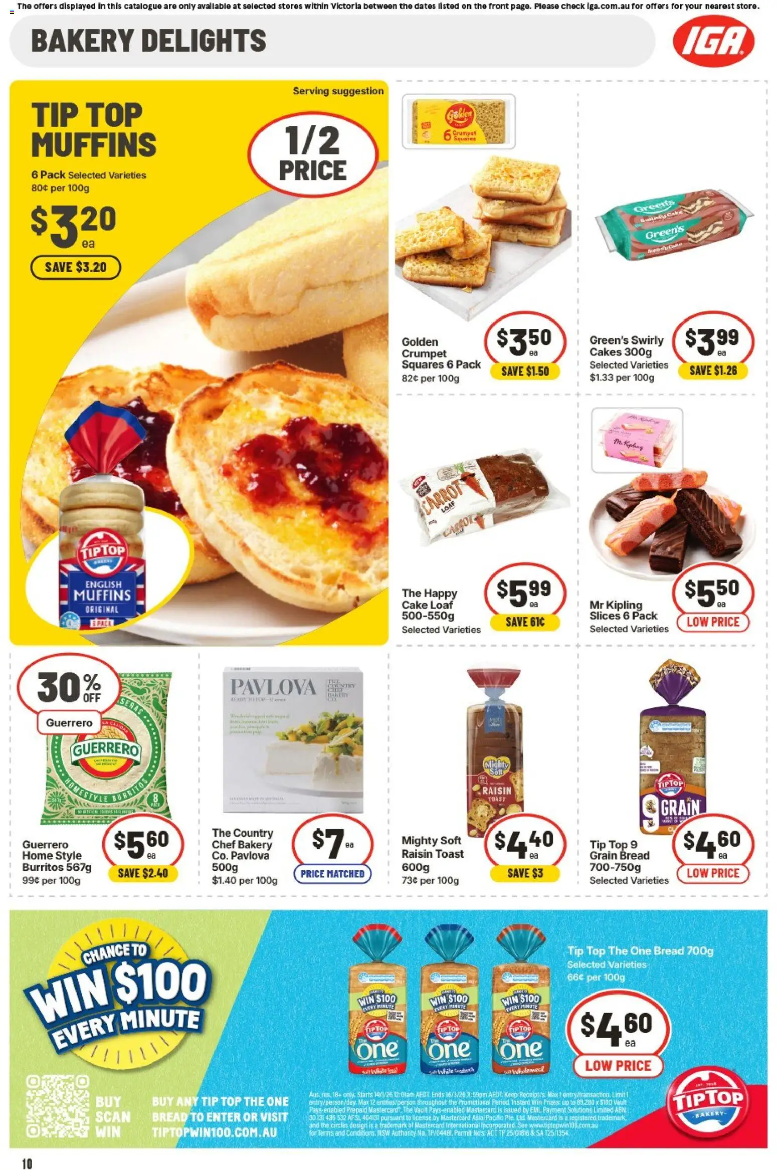 IGA catalogue - valid from 21.01.2026 | Page: 10 | Products: Bread, Muffins, Pavlova, Bakery