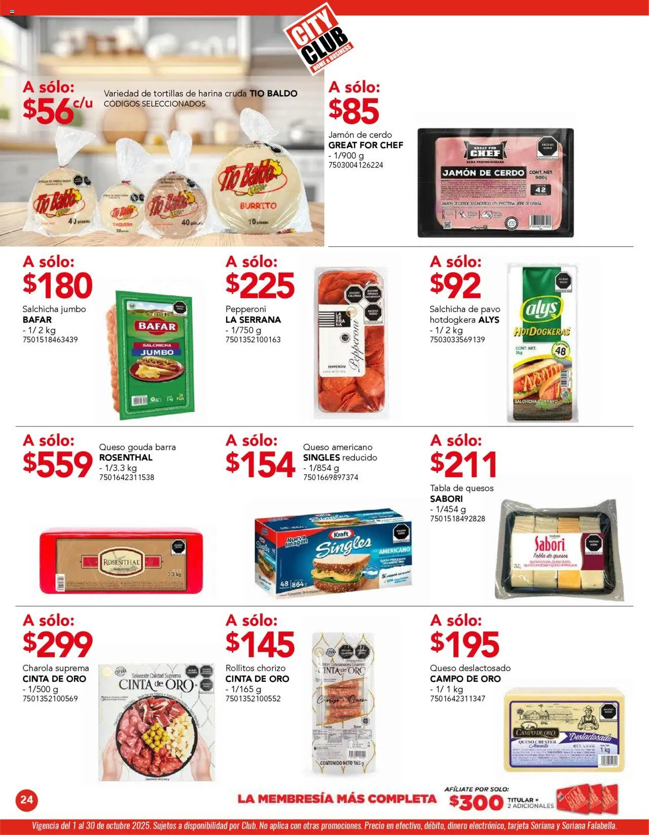 Nuevas ofertas de City Club válidas en toda la República Mexicana desde el 01.10.2025. ¡Encuentra las mejores ofertas en City Club - Catálogo! | Página: 22 | Productos: Harina, Salchicha, Chorizo, Cinta