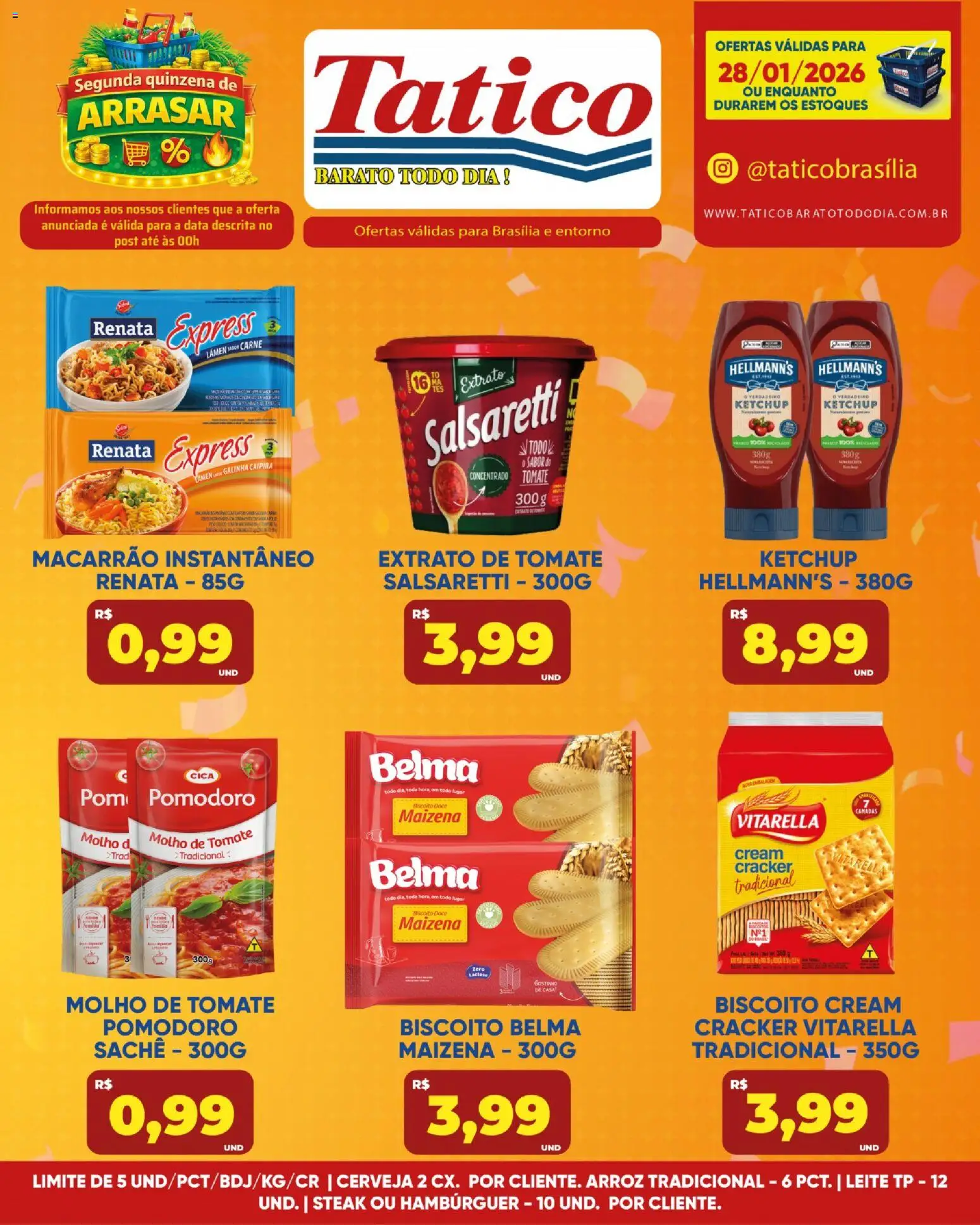 Tatico Folheto - válido de 28.01.2026 | Página: 4 | Produtos: Leite, Arroz, Ketchup, Macarrão instantâneo