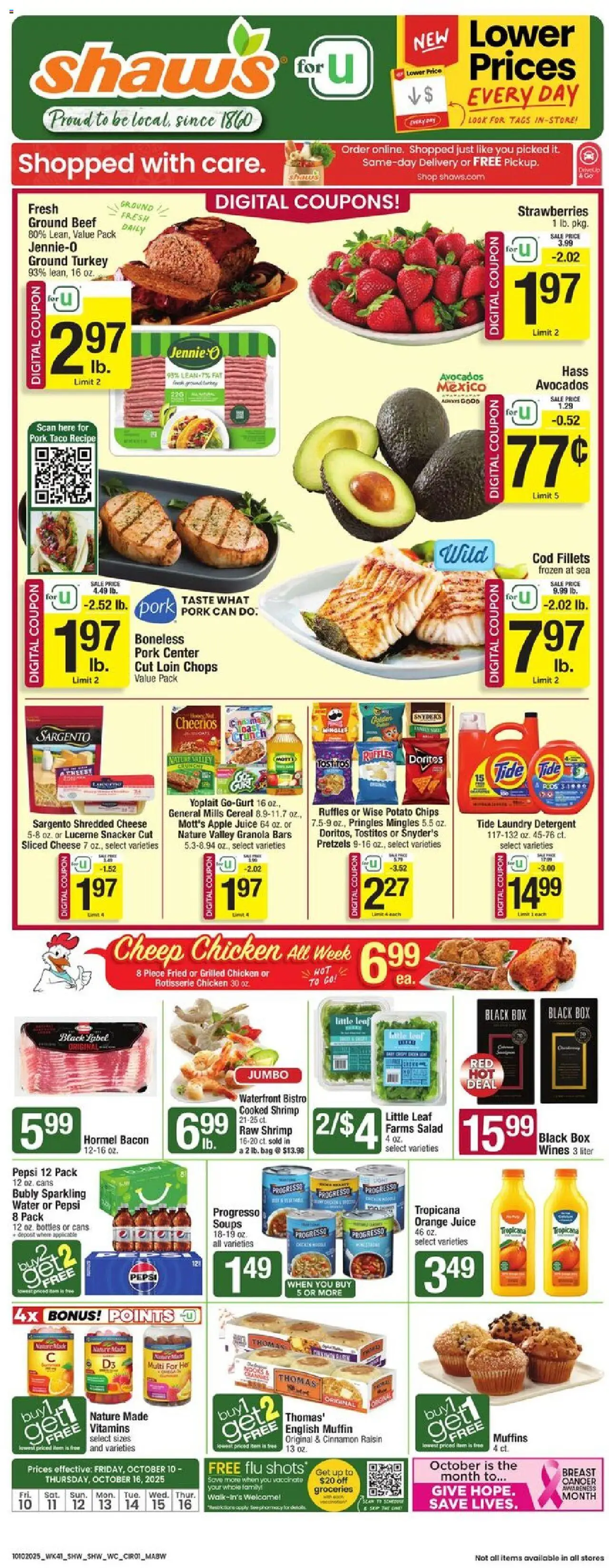 Shaw's Weekly Ad - MA - valid from 10.10.2025 | Page: 3 | Products: Beef, Detergent, Salad, Water
