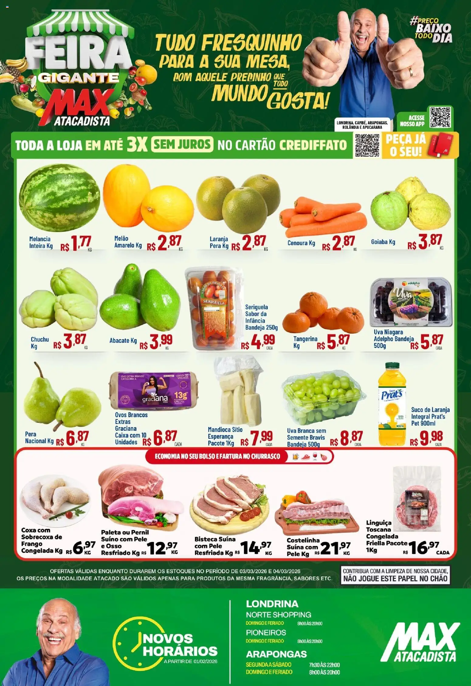 Max Atacadista Folheto - válido de 03.03.2026 | Página: 1 | Produtos: Goiaba, Pera, Cenoura, Bandeja