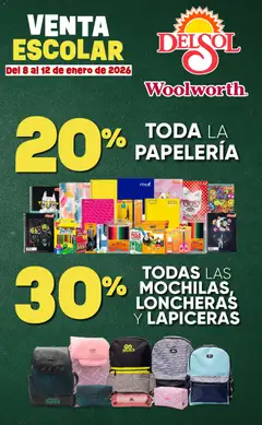 Vista previa de Del Sol y Woolworth catálogo Regreso a Clases, nuevo folleto de la tienda, válido en México a partir del 08.01.2026