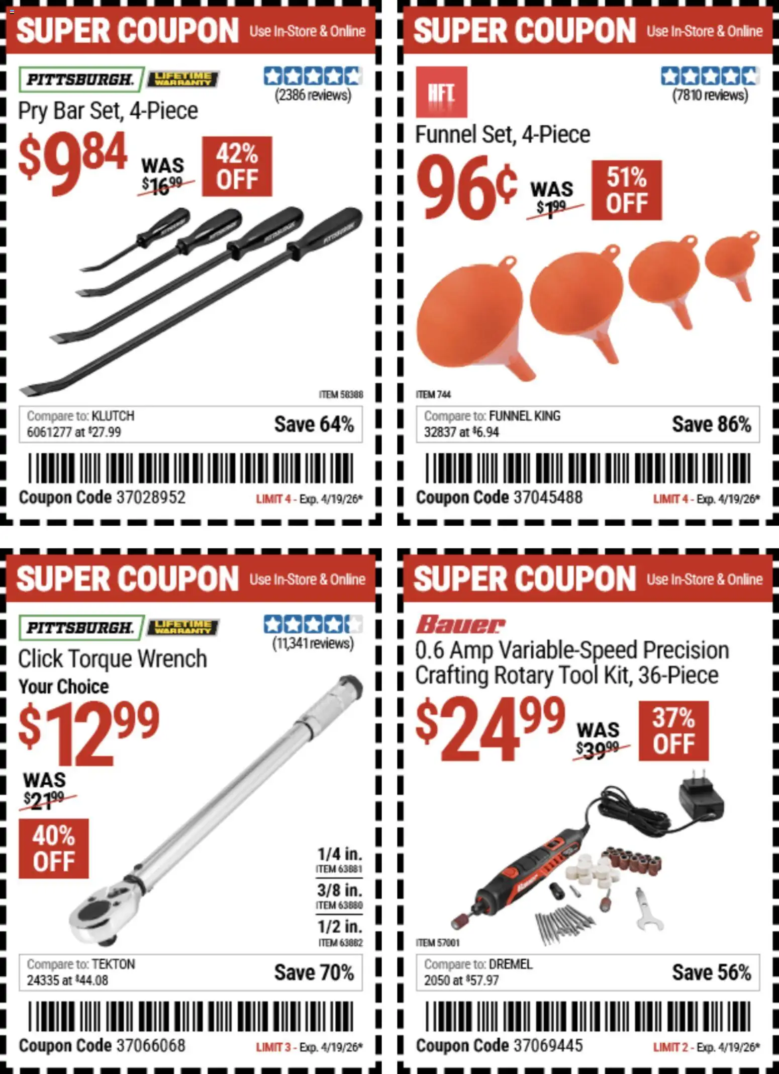 Harbor Freight Spring Black Friday - valid from 14.04.2026 | Page: 2 | Products: Wrench, Pry Bar, Rotary Tool
