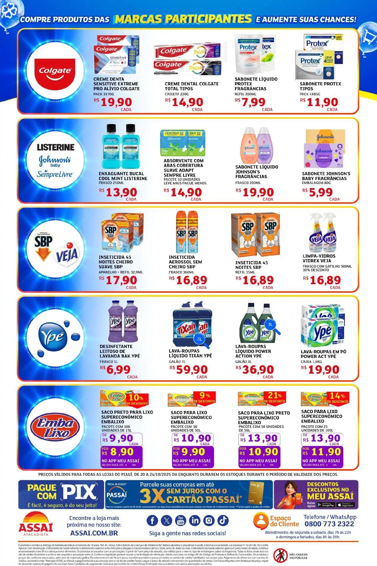 Assaí Atacadista Folheto - válido de 20.10.2025 | Página: 6 | Produtos: Pó, Creme dental, Absorvente, Inseticida