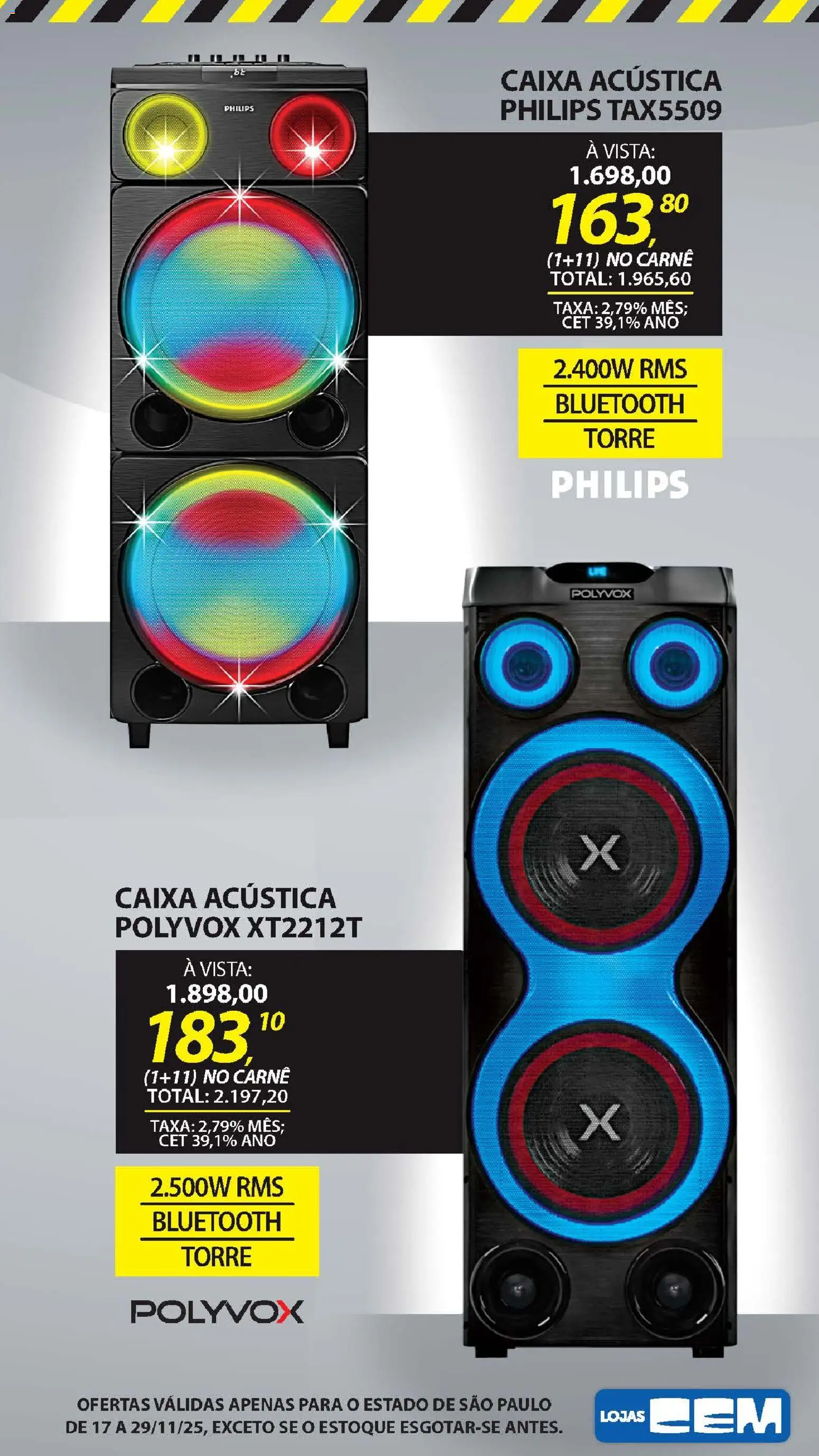 Lojas Cem Folheto - válido de 17.11.2025 | Página: 65 | Produtos: Caixa acústica, Caixa, Carne