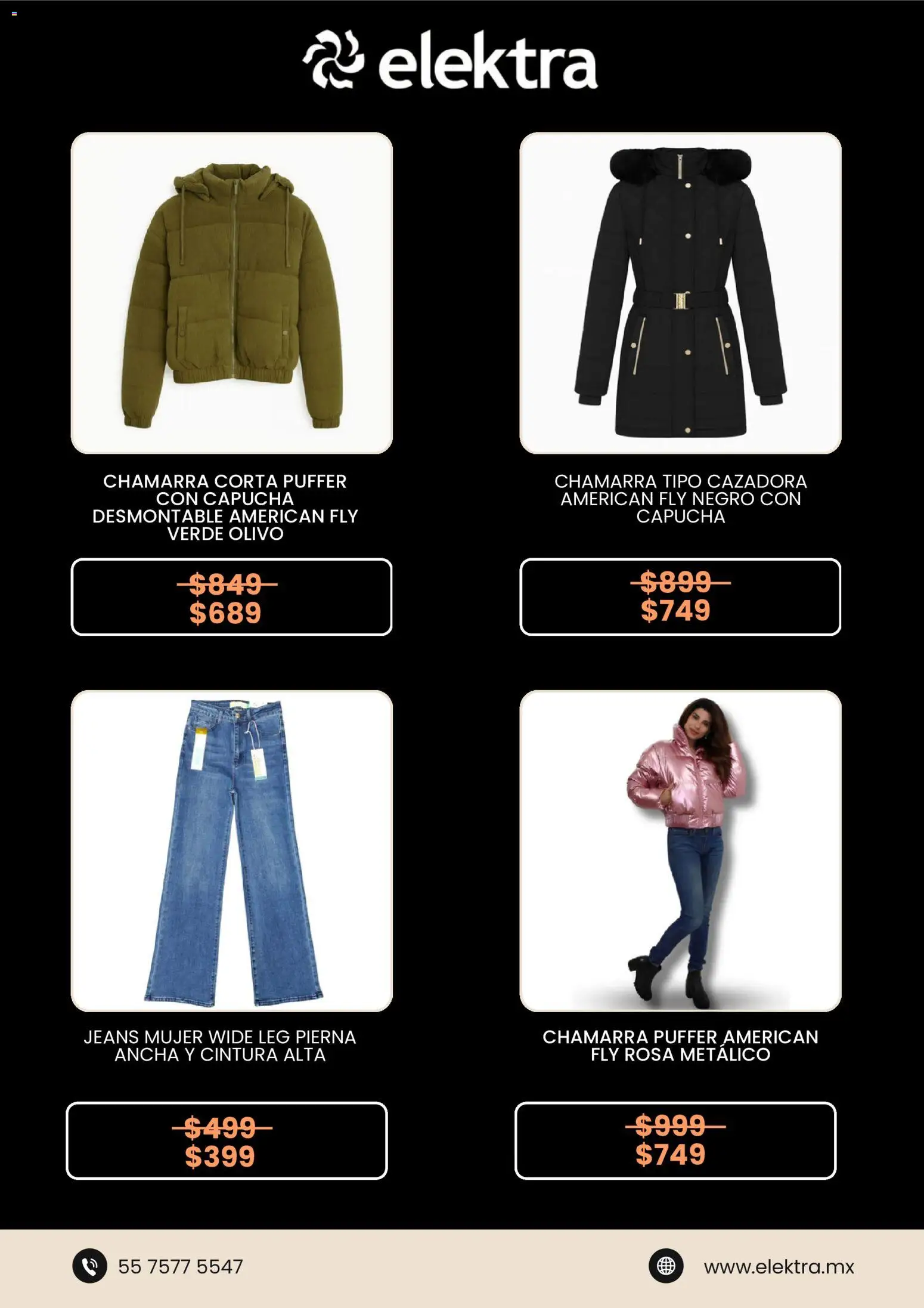 Nuevas ofertas de Elektra válidas en toda la República Mexicana desde el 26.12.2025. ¡Encuentra las mejores ofertas en Elektra catálogo! | Página: 3 | Productos: Chamarra