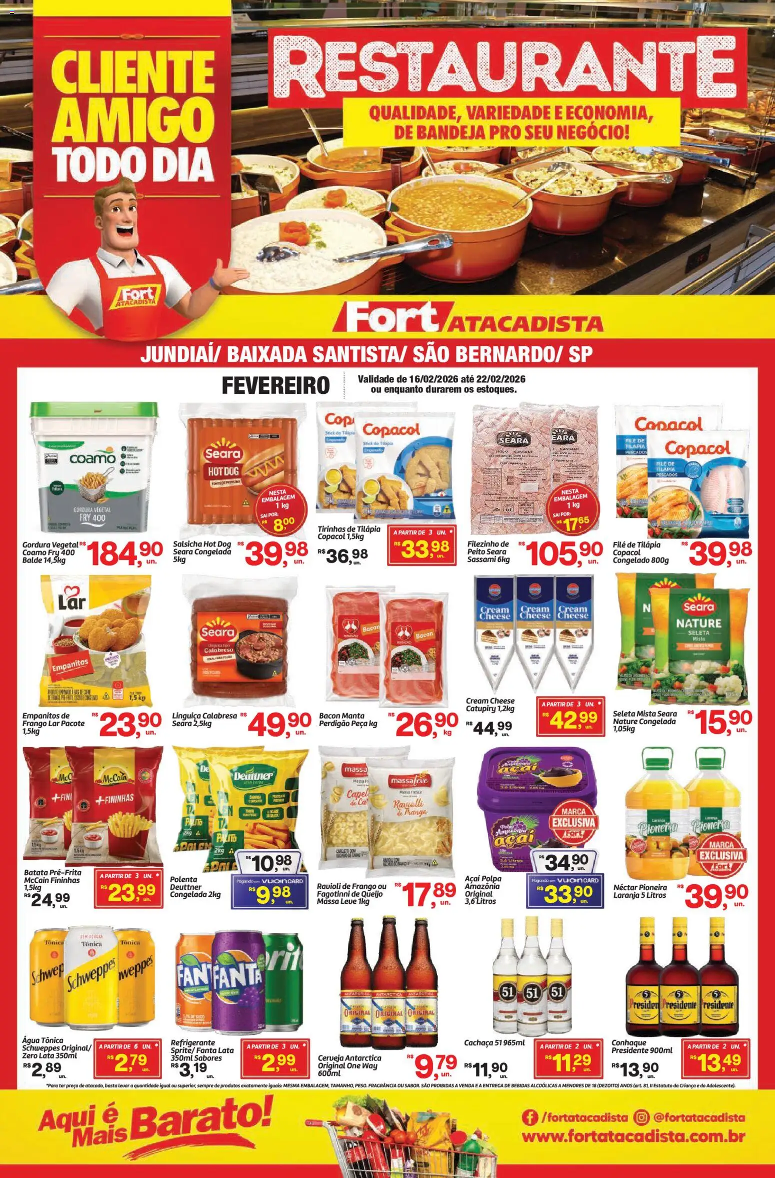 Fort Atacadista Folheto - válido de 16.02.2026 | Página: 1 | Produtos: Fanta, Conhaque, Refrigerante, Frango