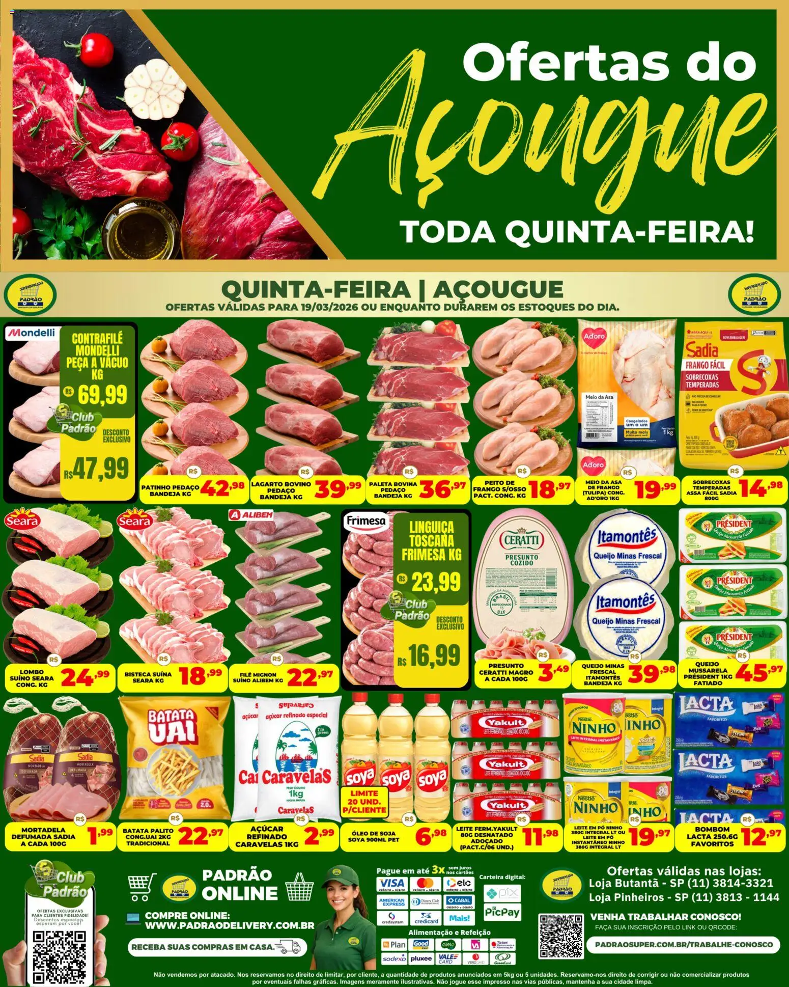 Supermercado Padrão Folheto - válido de 19.03.2026 | Página: 1 | Produtos: Lombo, Faca, Óleo, Leite em pó