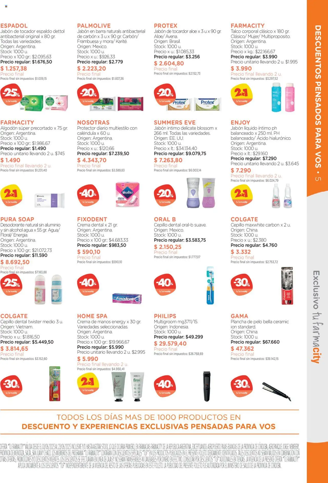 Farmacity catálogo │ válido desde el 03.06.2025 | Página: 5 | Productos: Algodón, Plancha de pelo, Crema de manos, Desodorante