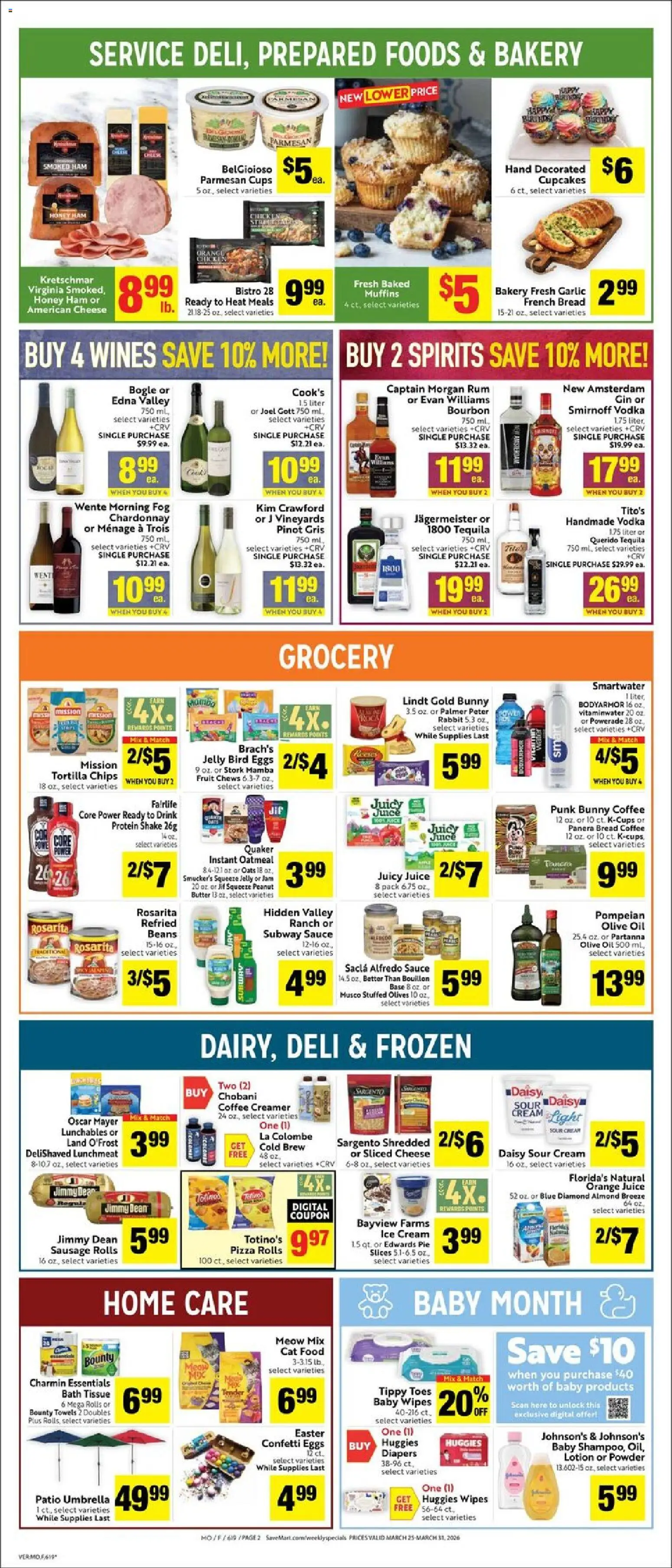Save Mart Weekly - CA - valid from 25.03.2026 | Page: 2 | Products: Bath, Bread, Sausage, Garlic