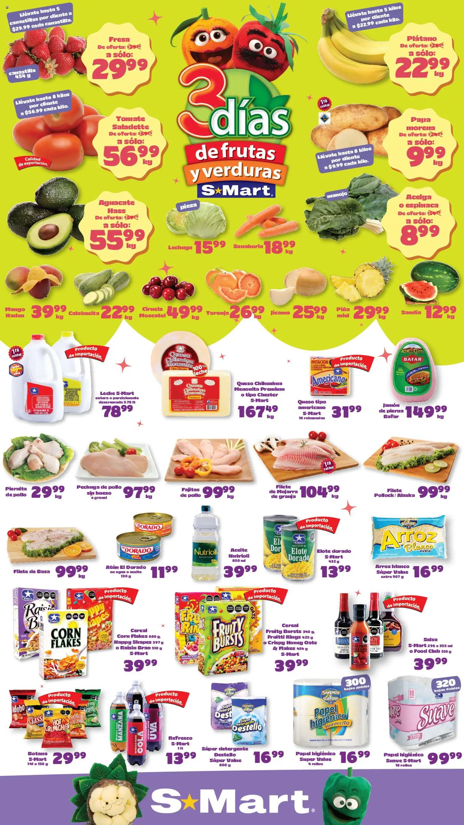 Nuevas ofertas de S-Mart válidas en toda la República Mexicana desde el 14.04.2026. ¡Encuentra las mejores ofertas en S-Mart folleto Matamoros! | Página: 1 | Productos: Sandía, Aceite, Aguacate, Arroz