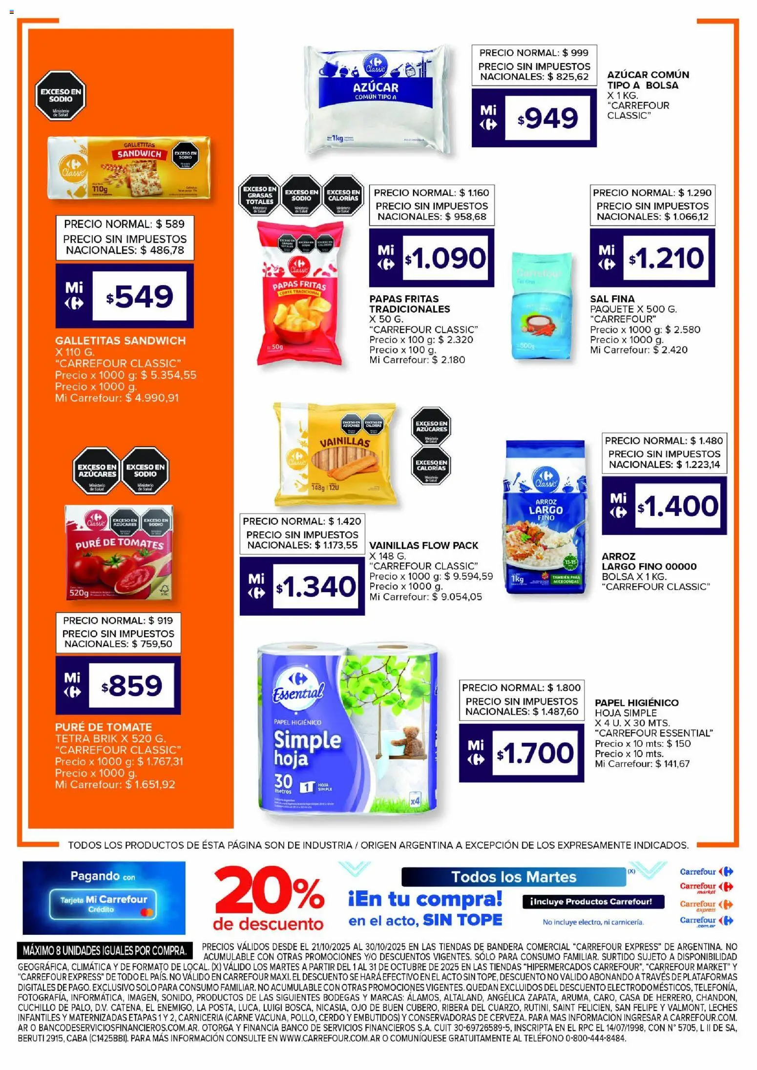 Carrefour ofertas - Mendoza │ válido desde el 21.10.2025 | Página: 3 | Productos: Papel higiénico, Banco, Sal, Cerdo