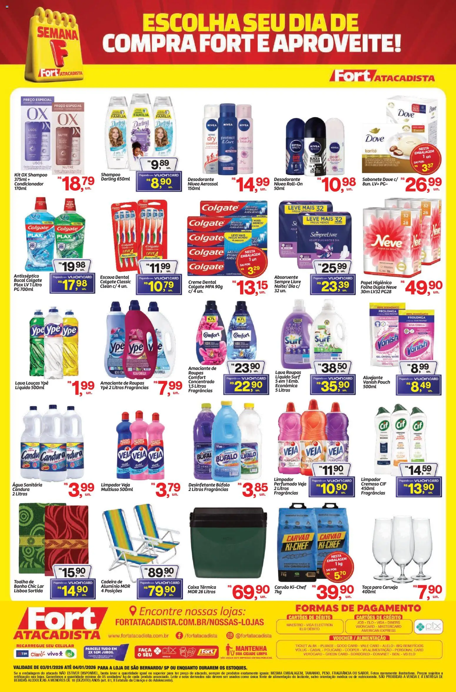 Fort Atacadista Folheto - válido de 03.01.2026 | Página: 4 | Produtos: Amaciante de roupas, Cerveja, Sabonete, Absorvente