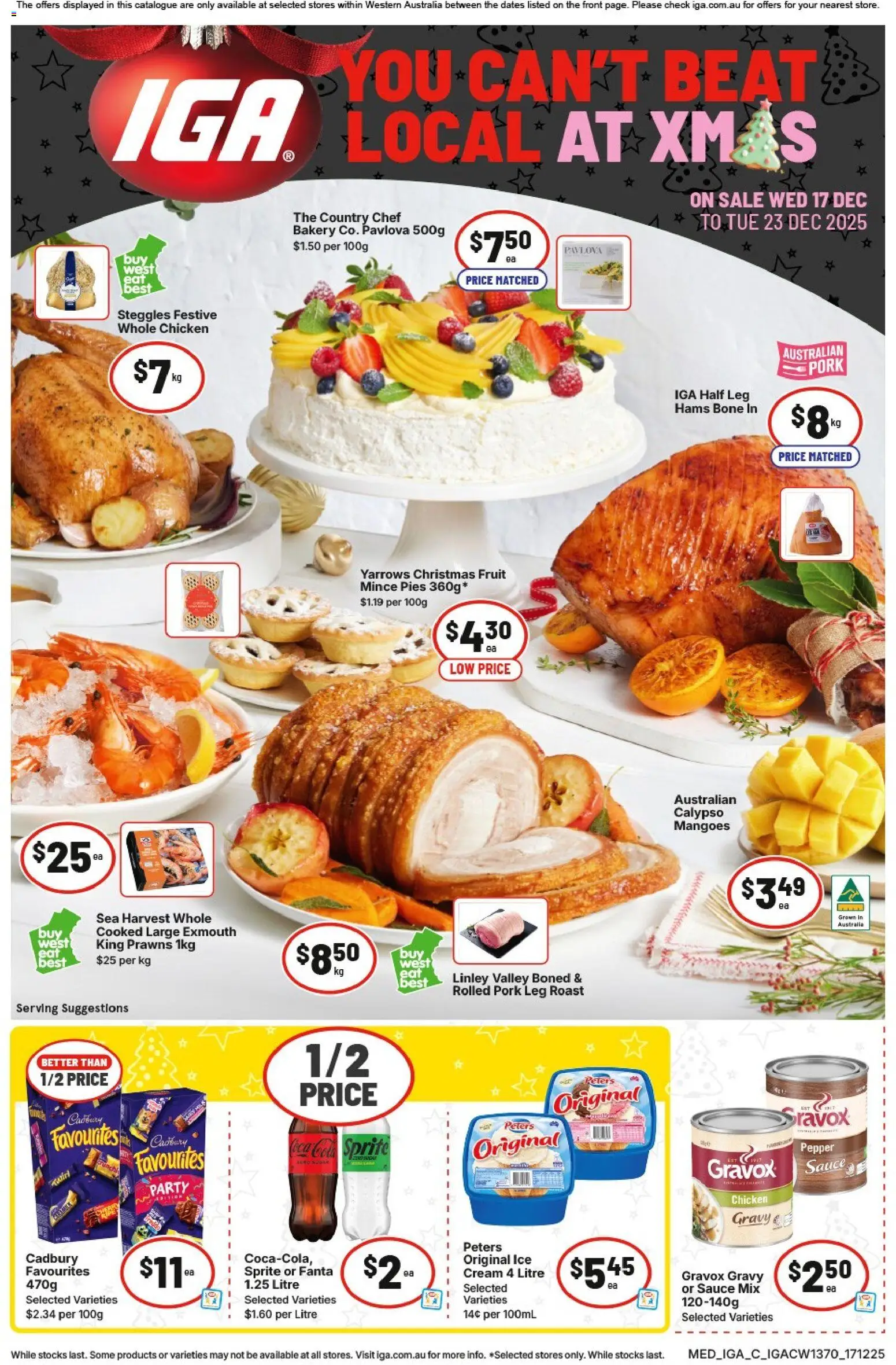 IGA catalogue - valid from 17.12.2025 | Page: 1 | Products: Pork, Pepper, Pies, Pavlova
