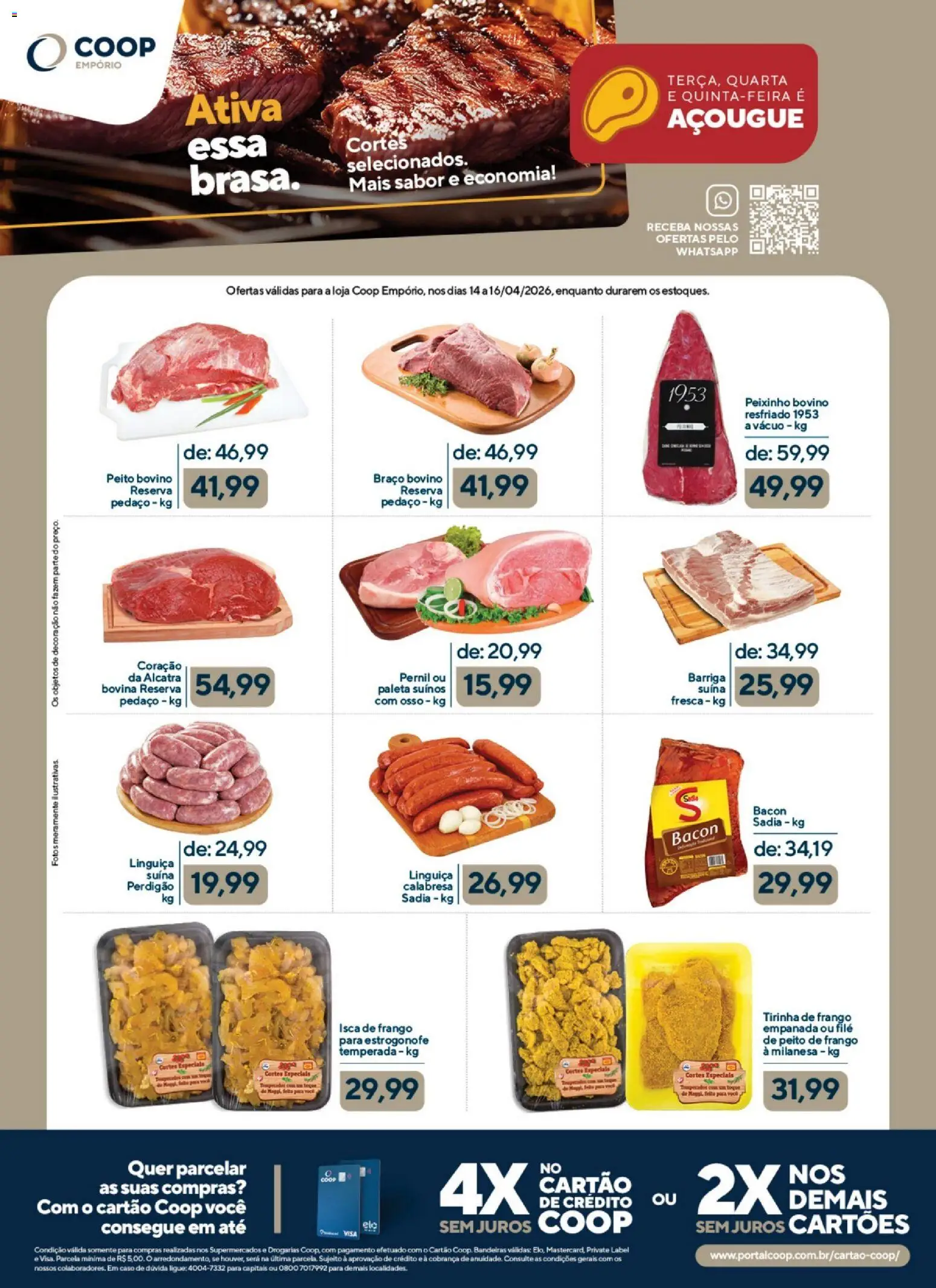 Coop Folheto - válido de 14.04.2026 | Página: 2 | Produtos: Linguiça, Alcatra, Pernil, Peito de frango