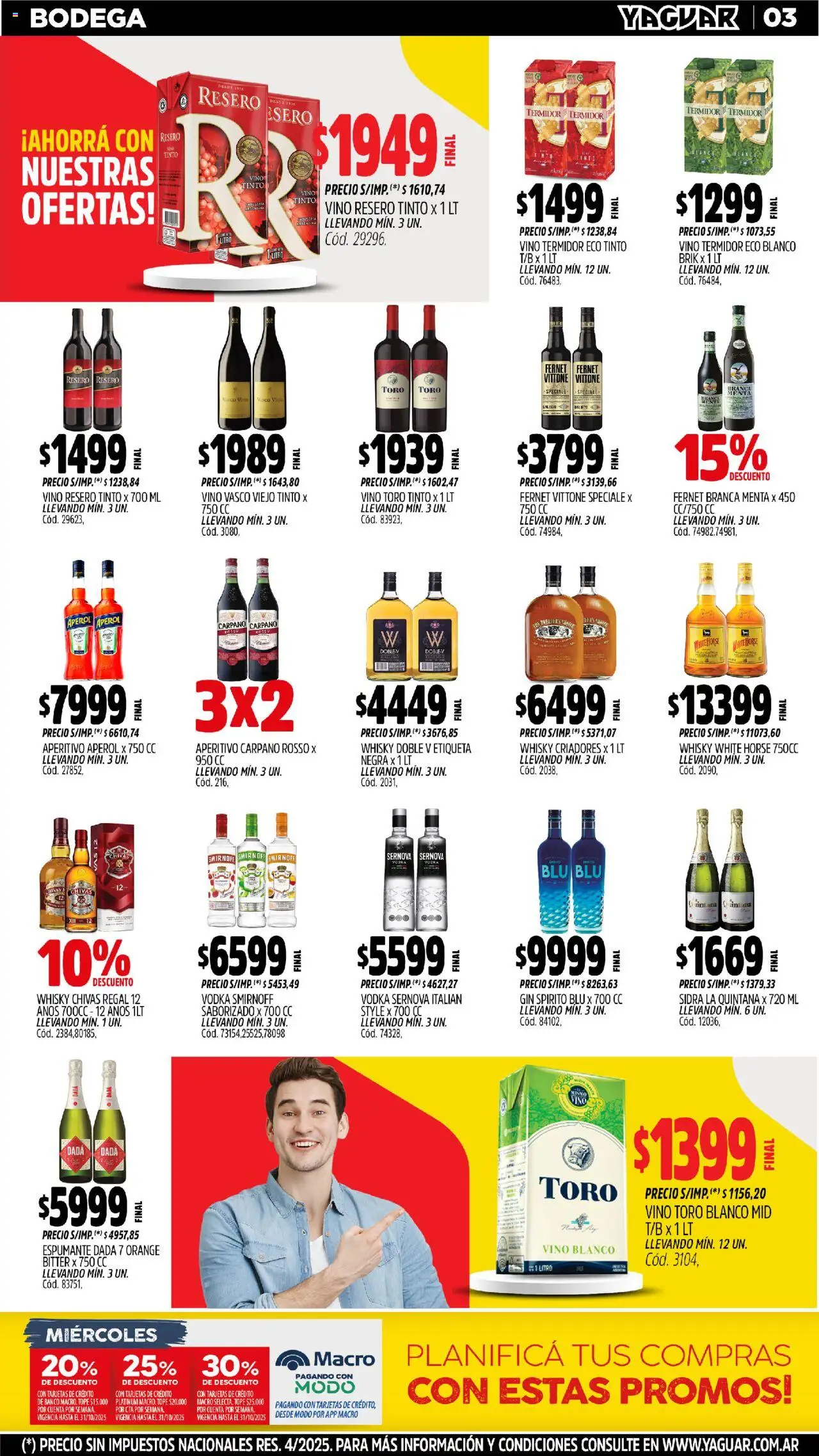 Yaguar - General Roca │ válido desde el 20.10.2025 | Página: 3 | Productos: Whisky, Banco, Gin, Fernet