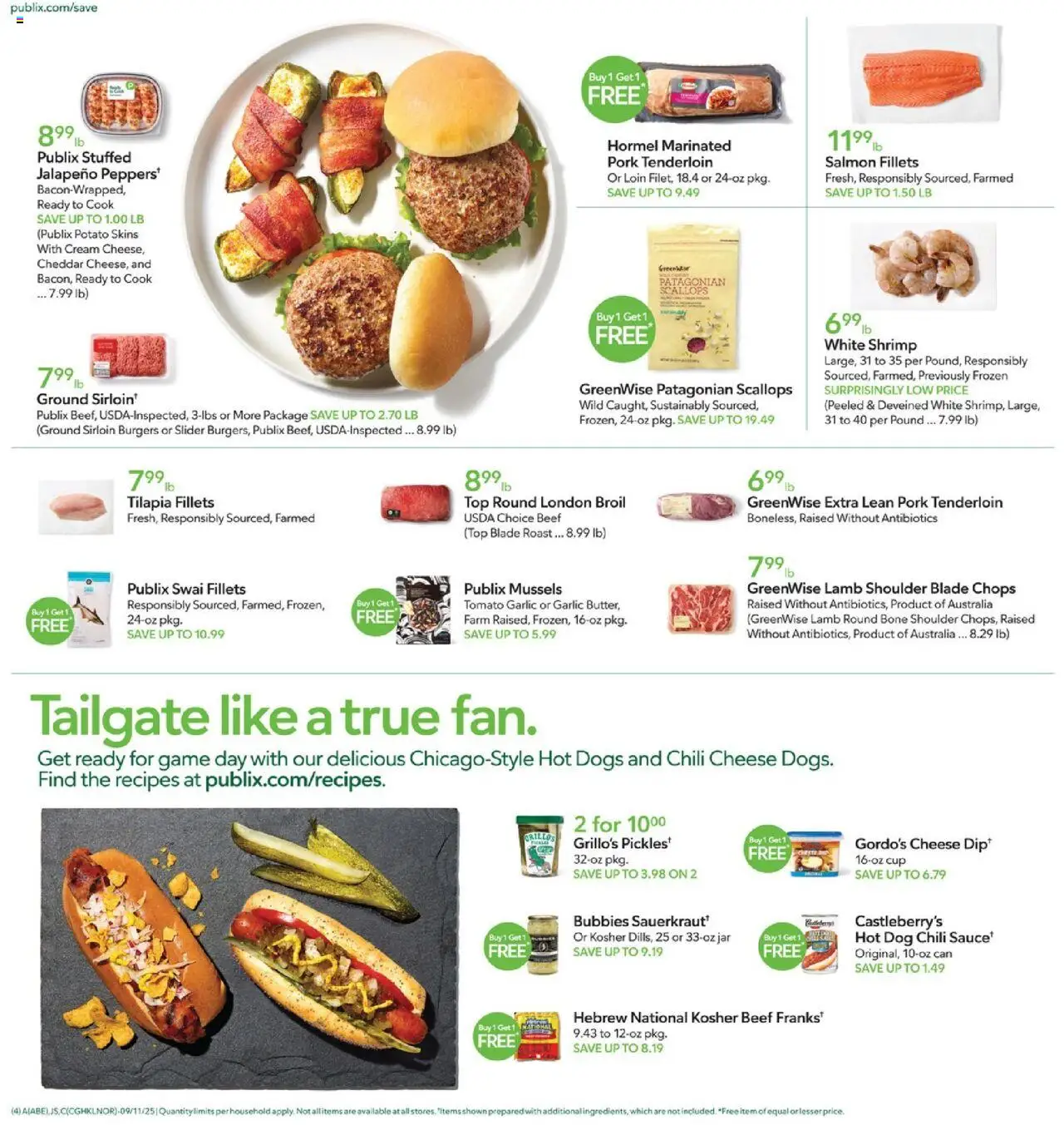 Publix Weekly Ad - valid from 10.09.2025 | Page: 4 | Products: Cheese, Pork, Cream, Game