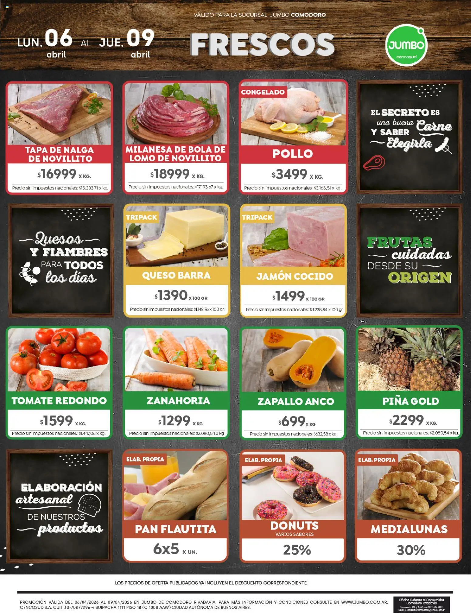 Jumbo - Ofertas | Comodoro │ válido desde el 06.04.2026 | Página: 1 | Productos: Pollo, Tomate, Queso, Zanahoria