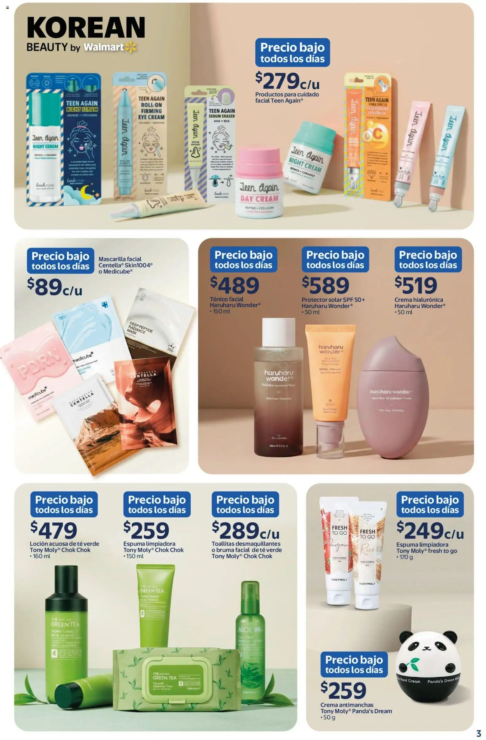 Nuevas ofertas de Walmart válidas en toda la República Mexicana desde el 27.03.2026. ¡Encuentra las mejores ofertas en  Walmart folleto Belleza natural a precios bajos! | Página: 3 | Productos: Crema, Té, Mascarilla, Protector solar