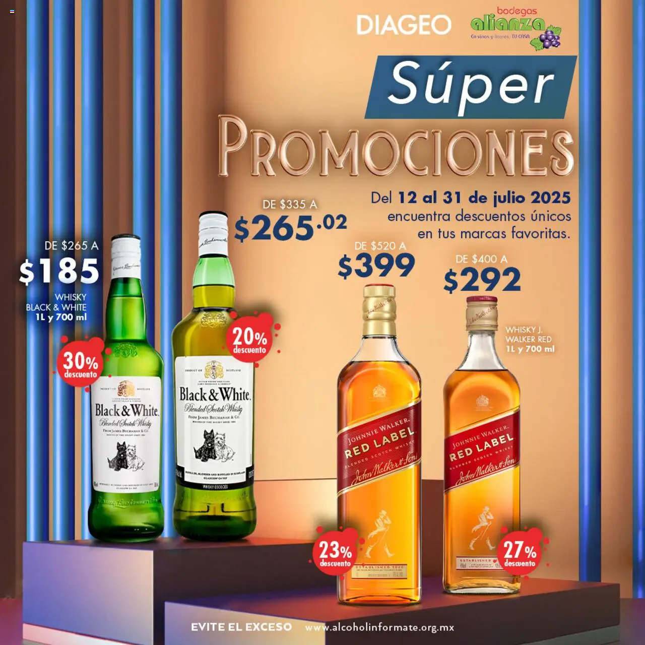 Nuevas ofertas de Bodegas Alianza válidas en toda la República Mexicana desde el 12.07.2025. ¡Encuentra las mejores ofertas en Bodegas Alianza - Catálogo Súper Promociones! | Página: 1 | Productos: Whisky
