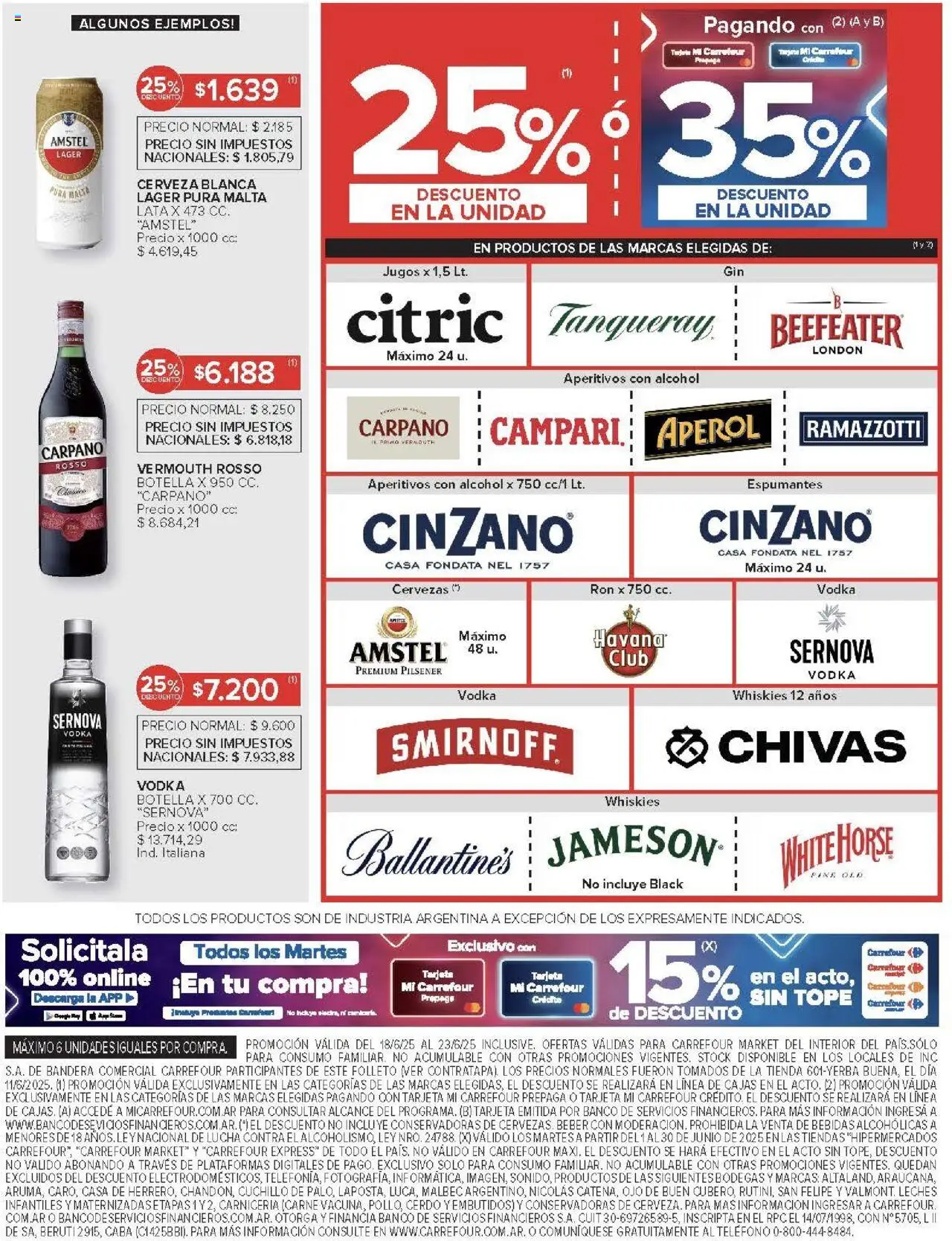 Carrefour ofertas │ válido desde el 18.06.2025 | Página: 33 | Productos: Botella, Cuchillo, Cerveza, Cerdo