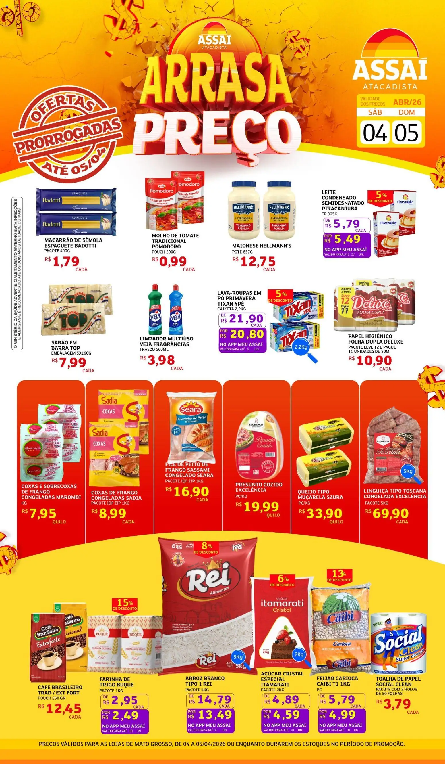 Assaí Atacadista Folheto - válido de 04.04.2026 | Página: 1 | Produtos: Molho de tomate, Linguiça, Queijo, Café