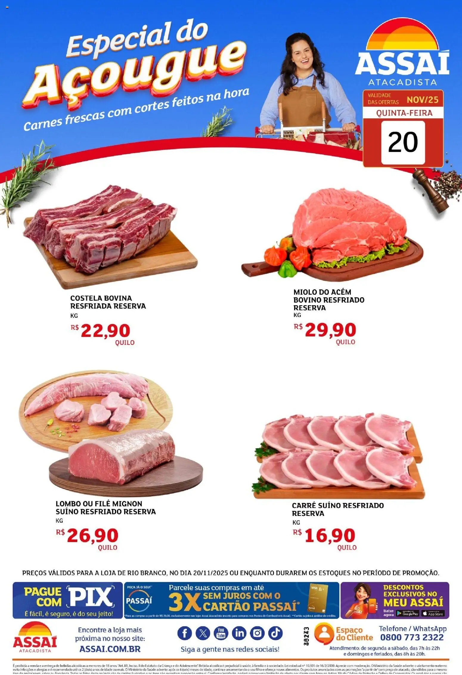 Assaí Atacadista Folheto - válido de 20.11.2025 | Página: 1 | Produtos: Acém, Filé mignon, Lombo, Bebida