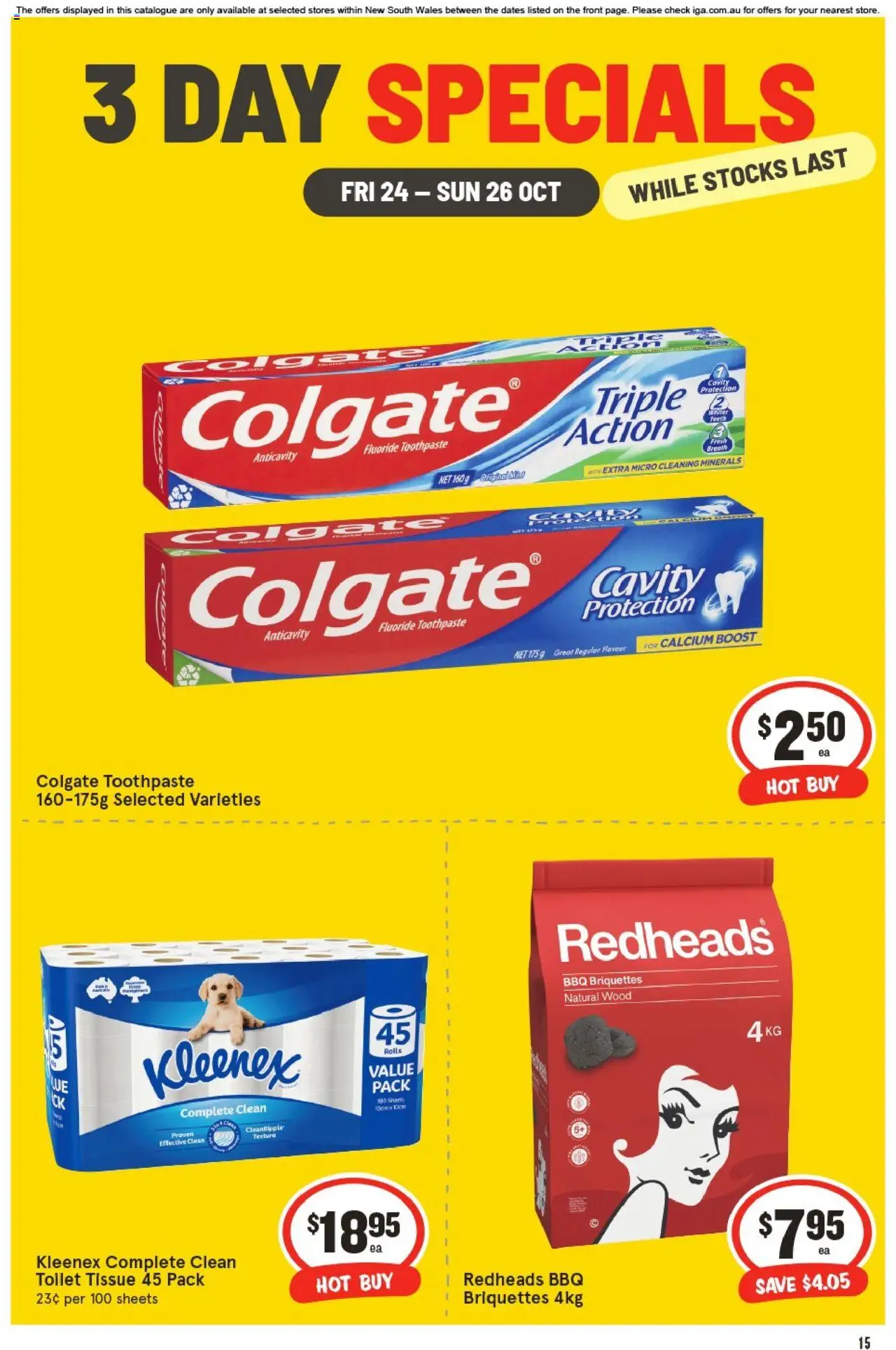 IGA catalogue - valid from 24.10.2025 | Page: 4 | Products: Toilet, Toothpaste, Wood