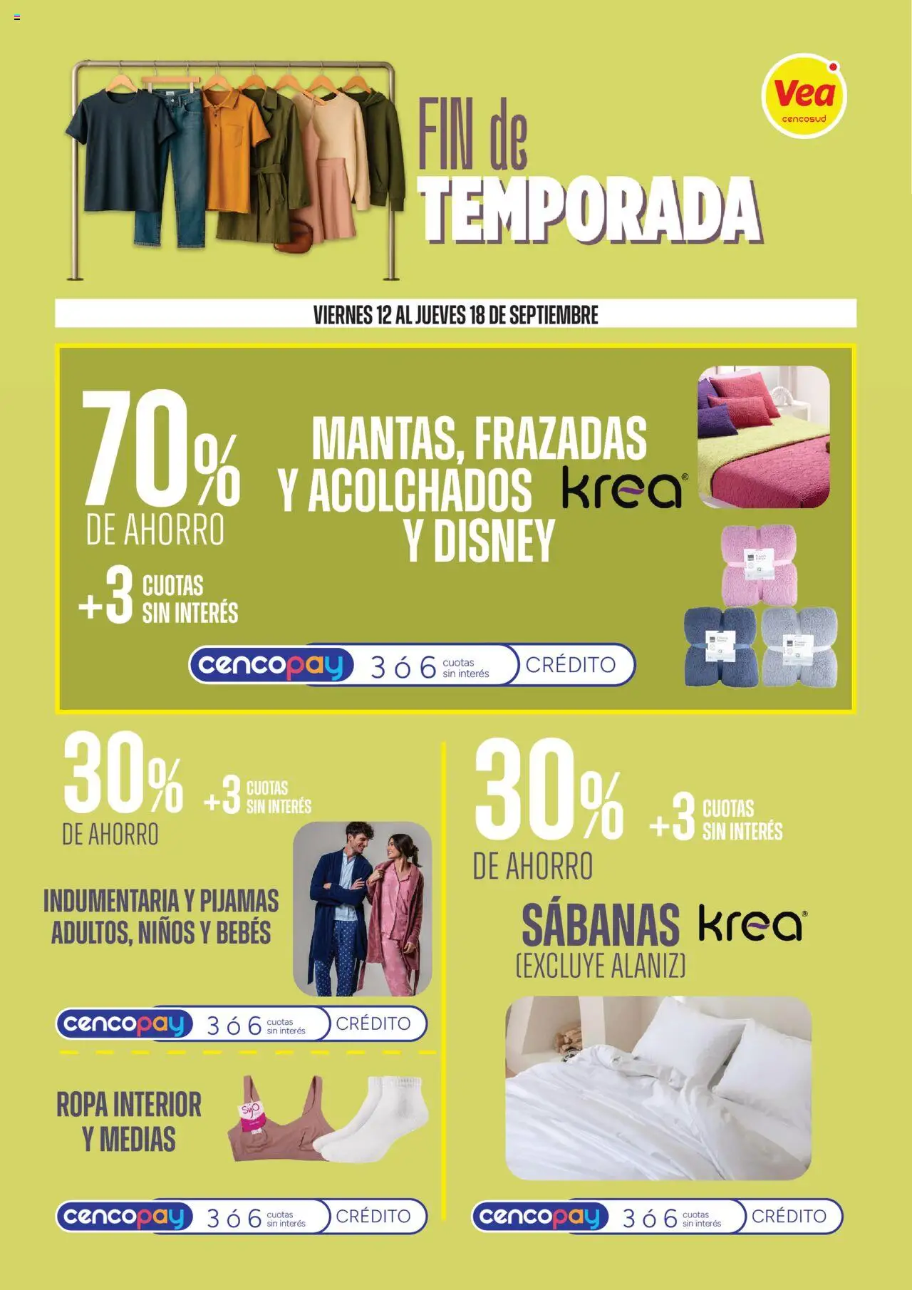 Vea - Ofertas especial para tu casa │ válido desde el 12.09.2025 | Página: 9 | Productos: Sabanas, Ropa, Ropa interior, Medias