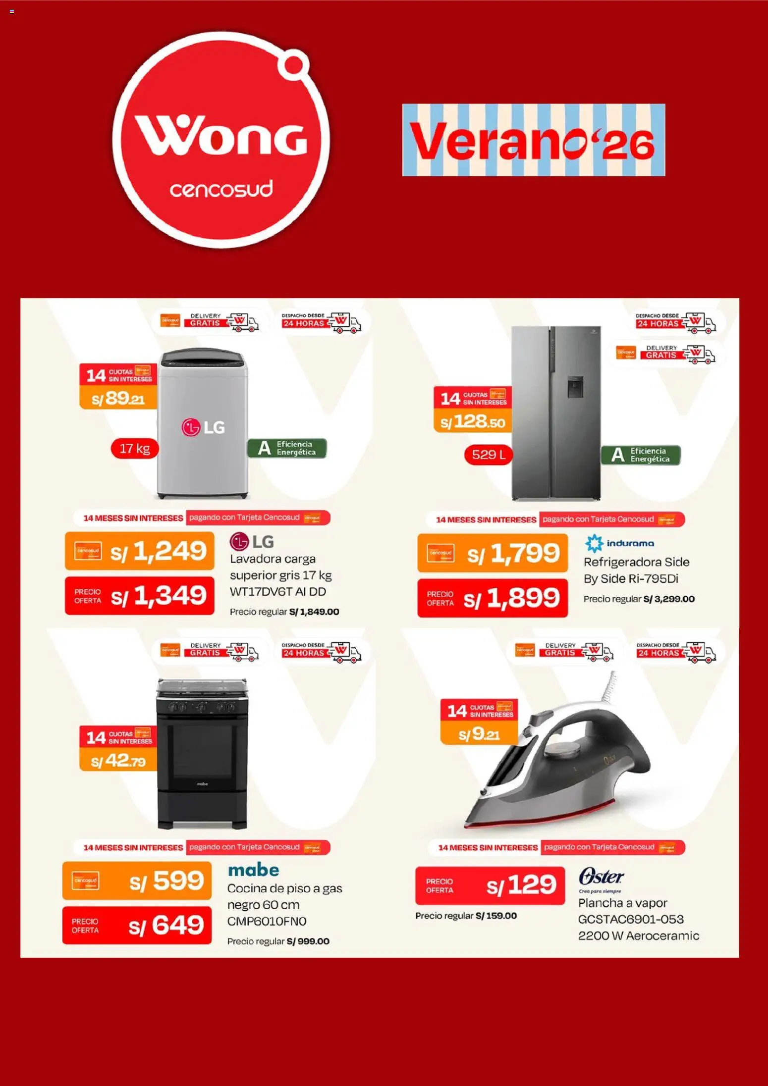 Catálogo Wong válido desde 27.04.2026 | Página: 5 | Productos: Té, Lavadora, Cocina