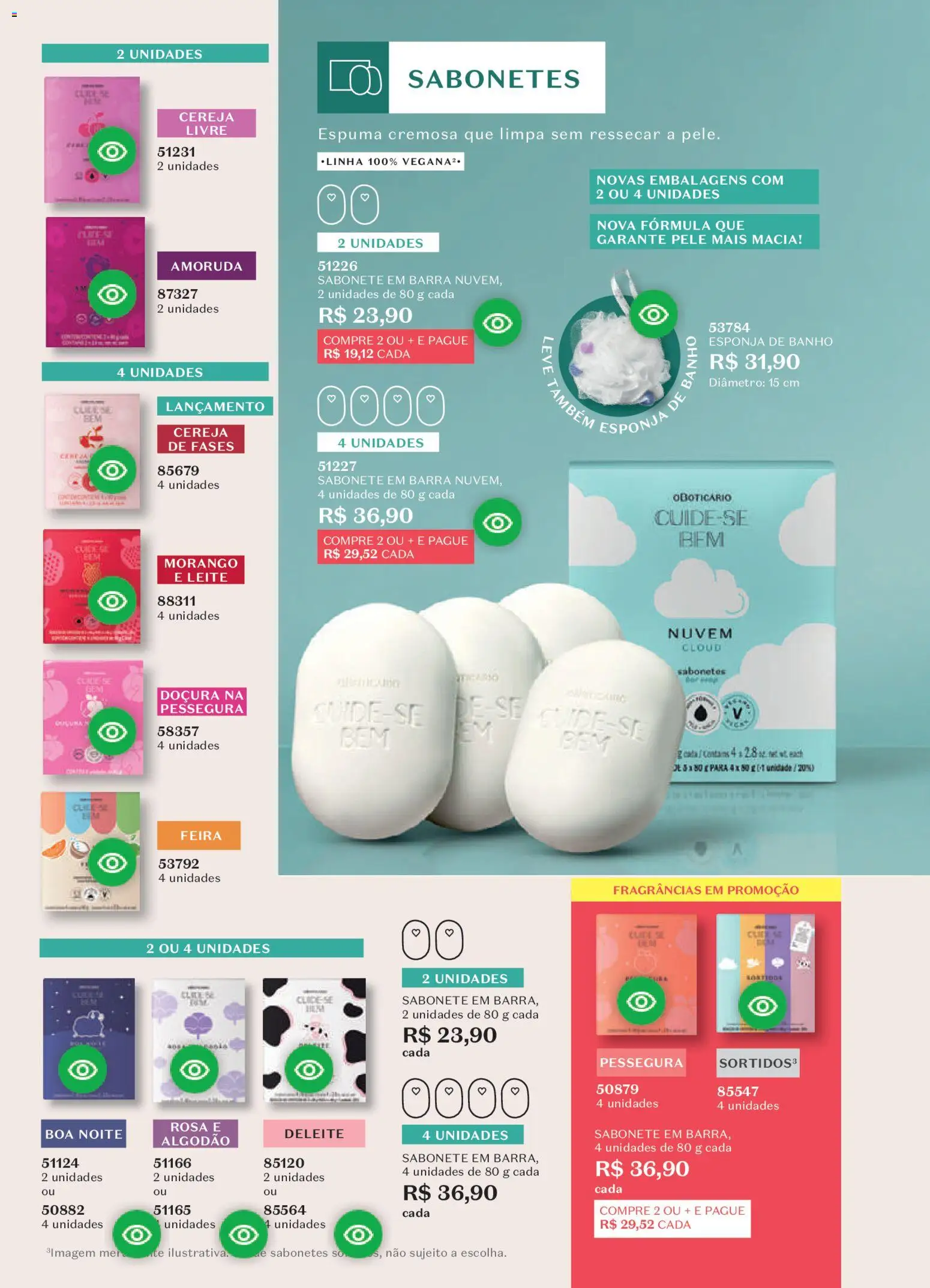 O Boticário Folheto - válido de 23.03.2026 | Página: 44 | Produtos: Cereja, Esponja, Sabonete, Algodão