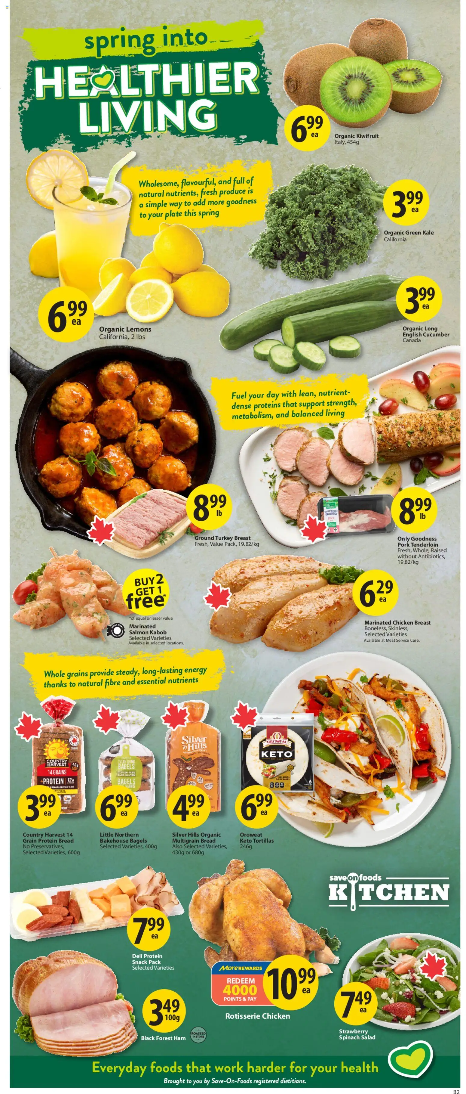 Save on foods flyer valid from 09.04.2026 | Page: 12 | Products: Salad, Turkey, Ham, Chicken