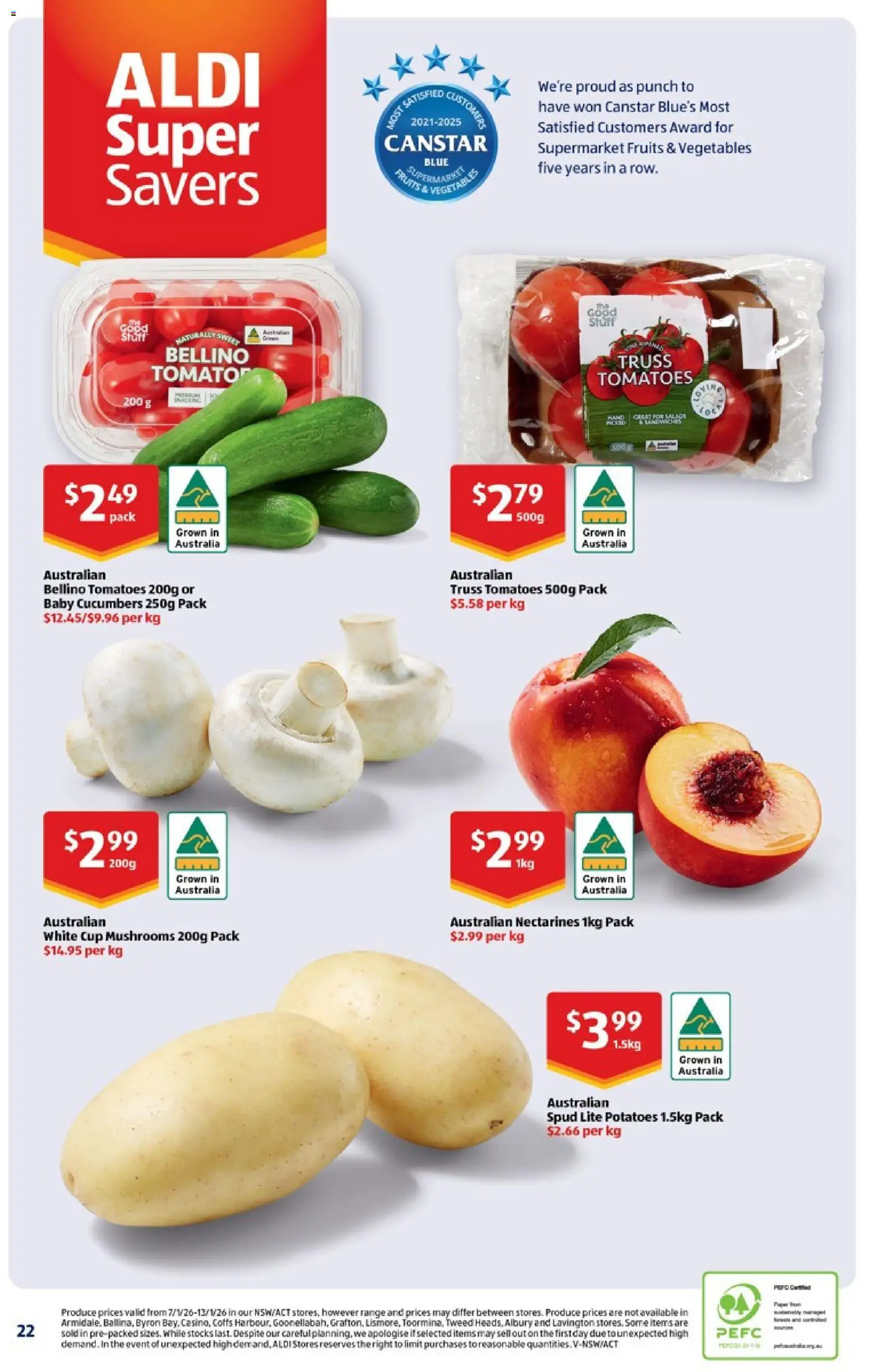 Aldi catalogue - valid from 14.01.2026 | Page: 22 | Products: Tomatoes, Mushrooms, Cucumbers, Vegetables