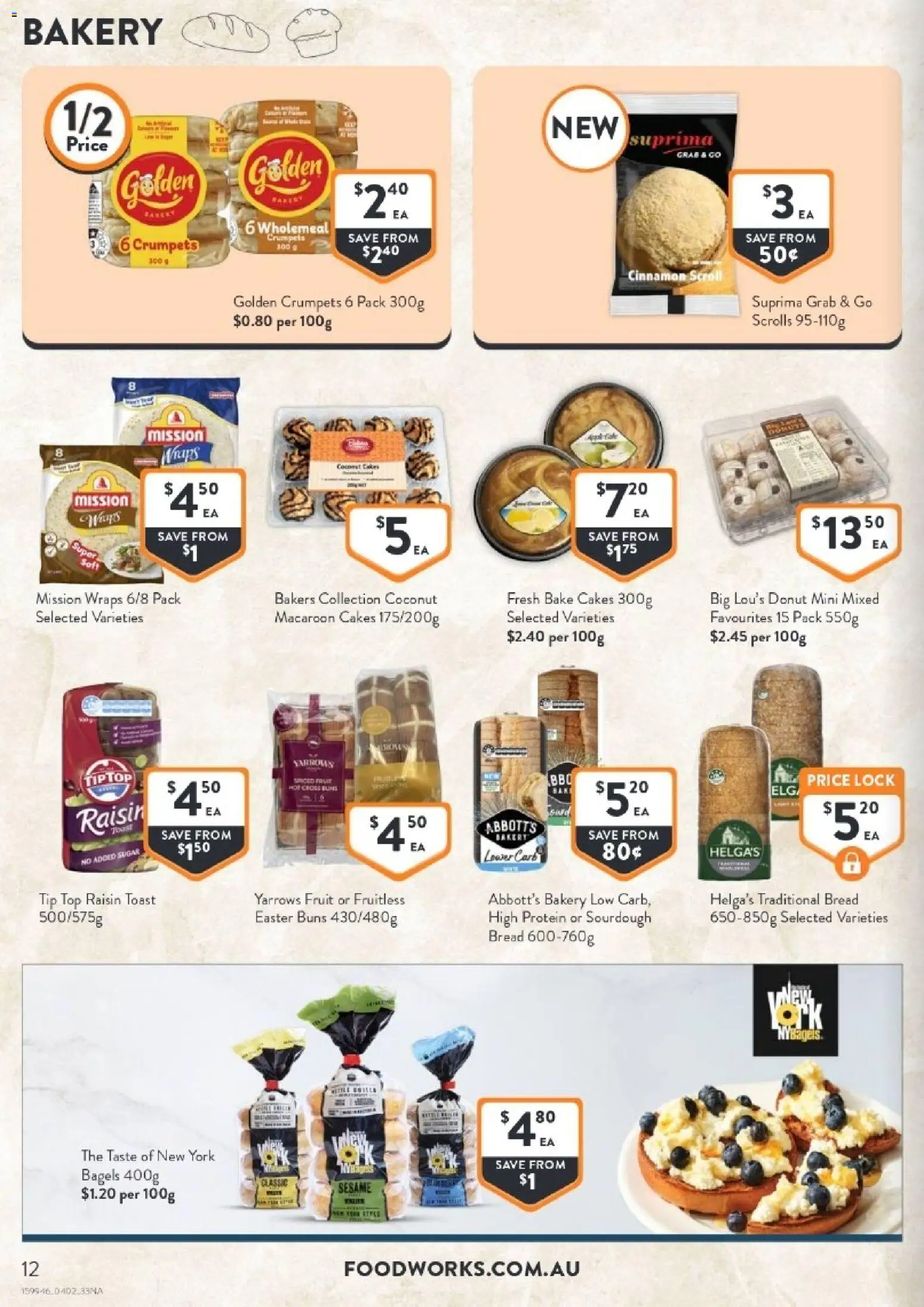 Foodworks catalogue - valid from 04.02.2026 | Page: 12 | Products: Crumpets, Bread, Sugar, Bakery