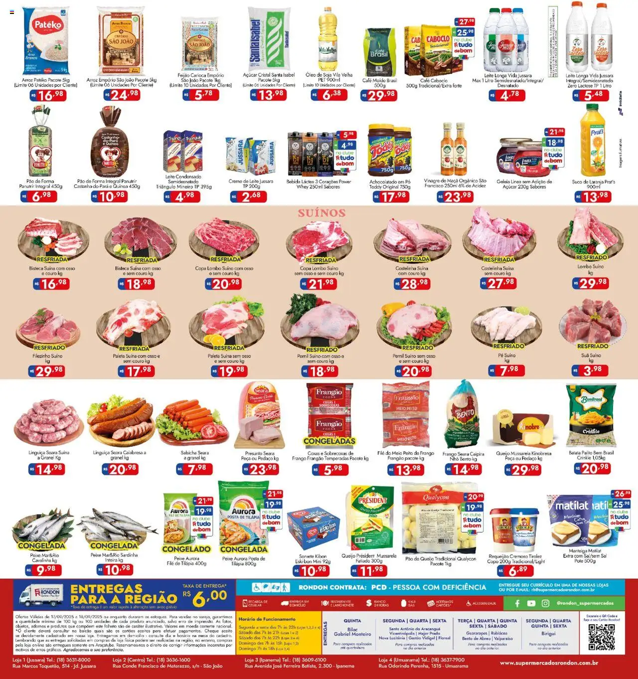 Supermercados Rondon Folheto - válido de 17.09.2025 | Página: 2 | Produtos: Linguiça, Pernil, Copa, Batata