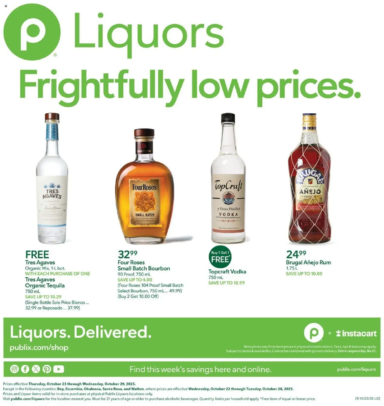 Publix Liquor - valid from 23.10.2025 | Page: 1 | Products: Bourbon, Vodka