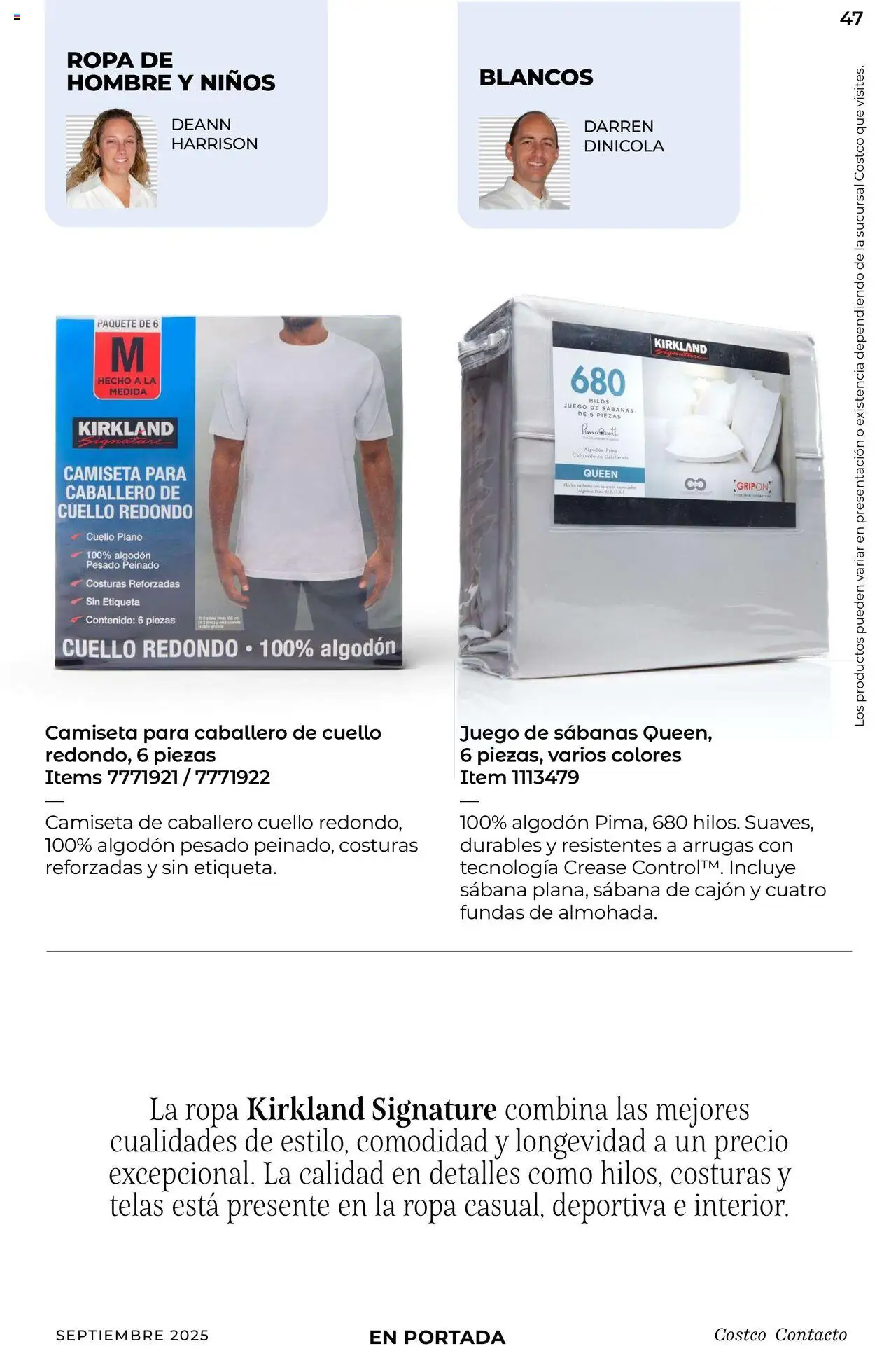 Nuevas ofertas de Costco válidas en toda la República Mexicana desde el 10.09.2025. ¡Encuentra las mejores ofertas en Costco - Catálogo Septiembre! | Página: 47 | Productos: Juego, Algodón, Sabanas, Camiseta