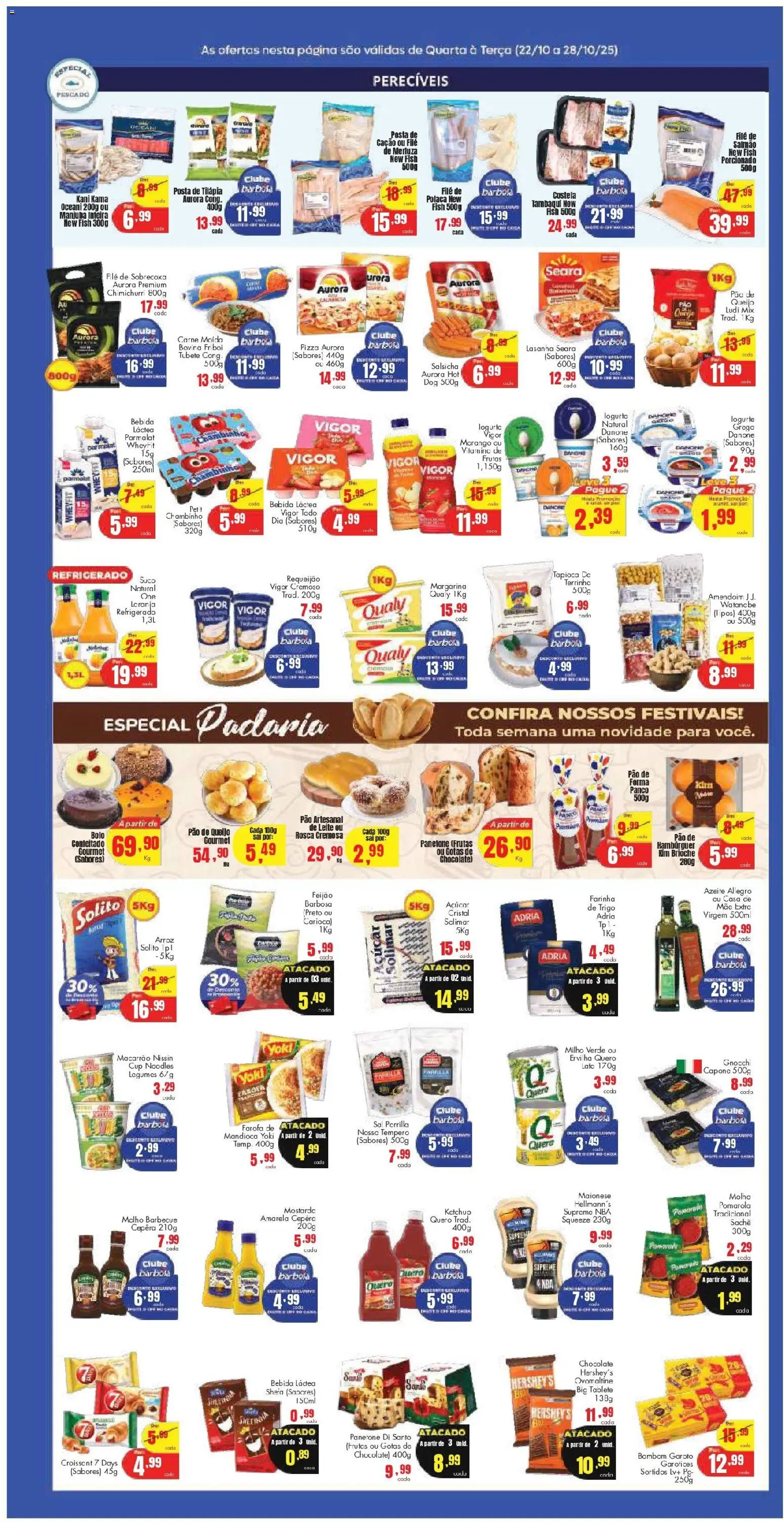 Barbosa Supermercados Folheto - válido de 22.10.2025 | Página: 3 | Produtos: Salsicha, Tilápia, Açúcar, Bombom