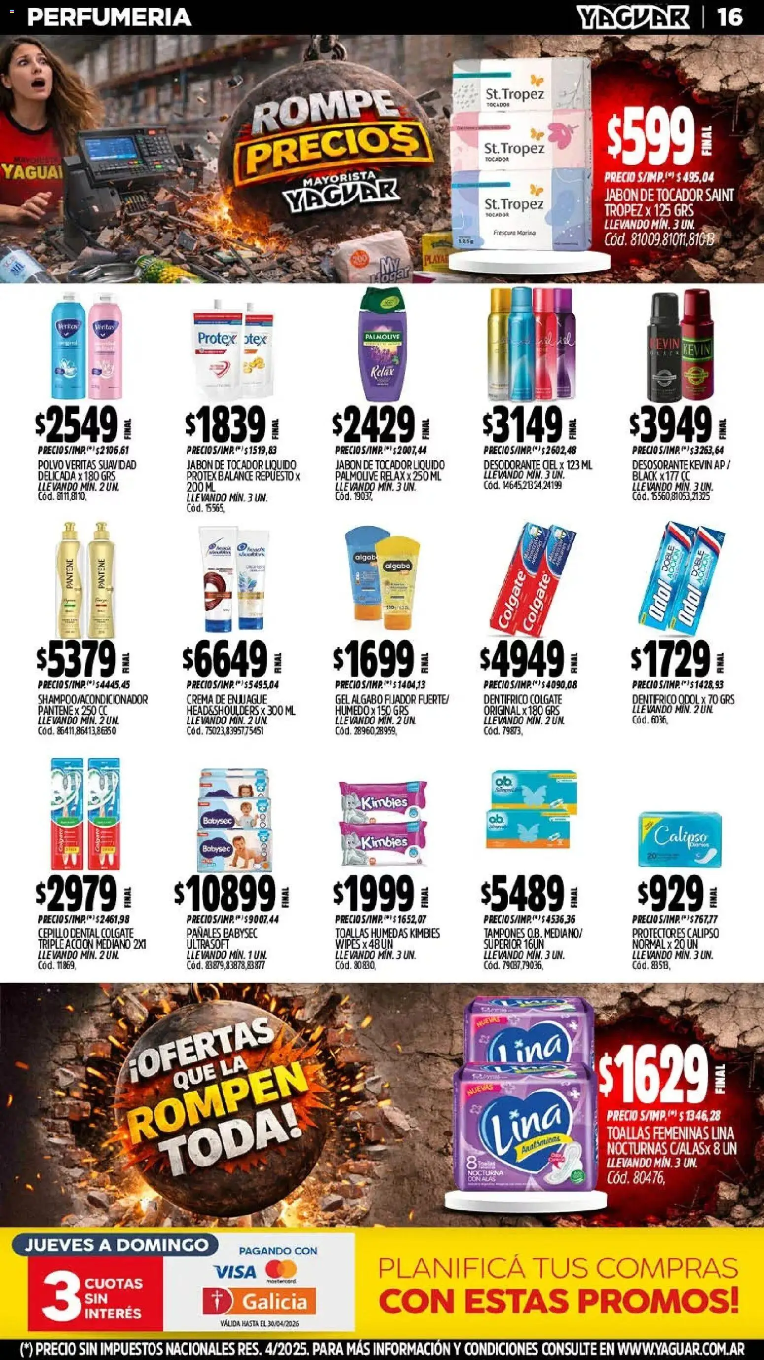 Yaguar catálogo │ válido desde el 13.04.2026 | Página: 16 | Productos: Tampones, Toallas, Fijador, Pañales