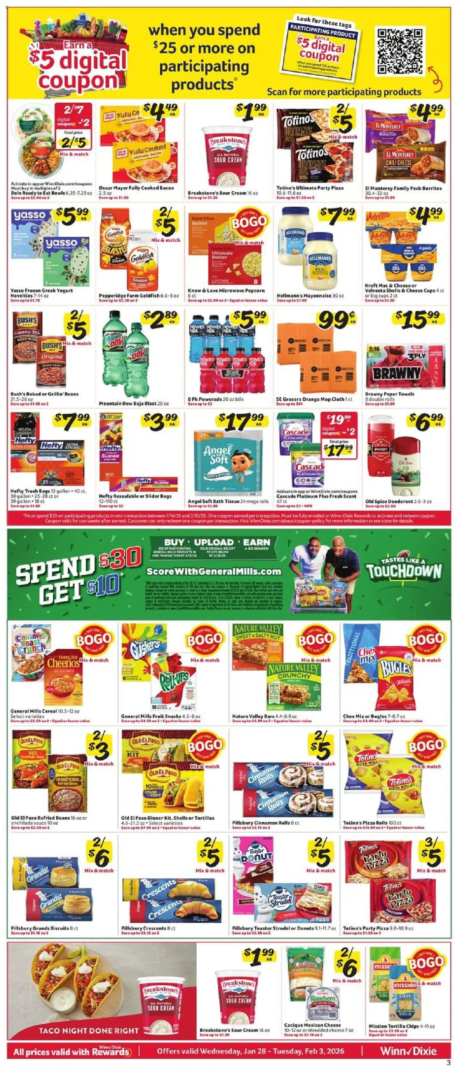 Winn Dixie Weekly Ad - valid from 28.01.2026 | Page: 3 | Products: Toaster, Bath, Deodorant, Sauce