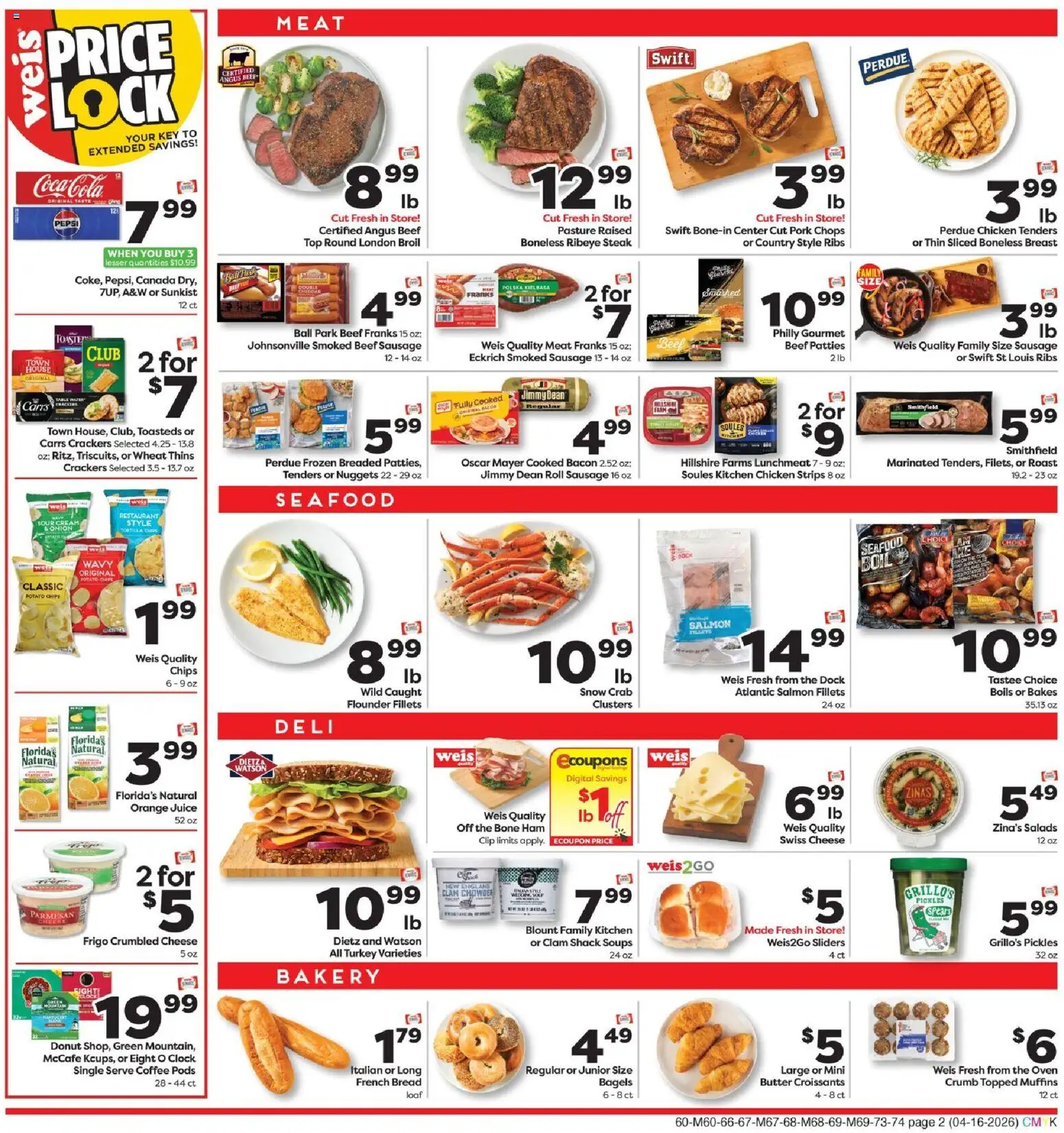 Weis Weekly Circular - PA - valid from 16.04.2026 | Page: 2 | Products: Coffee, Juice, Beef, Oven