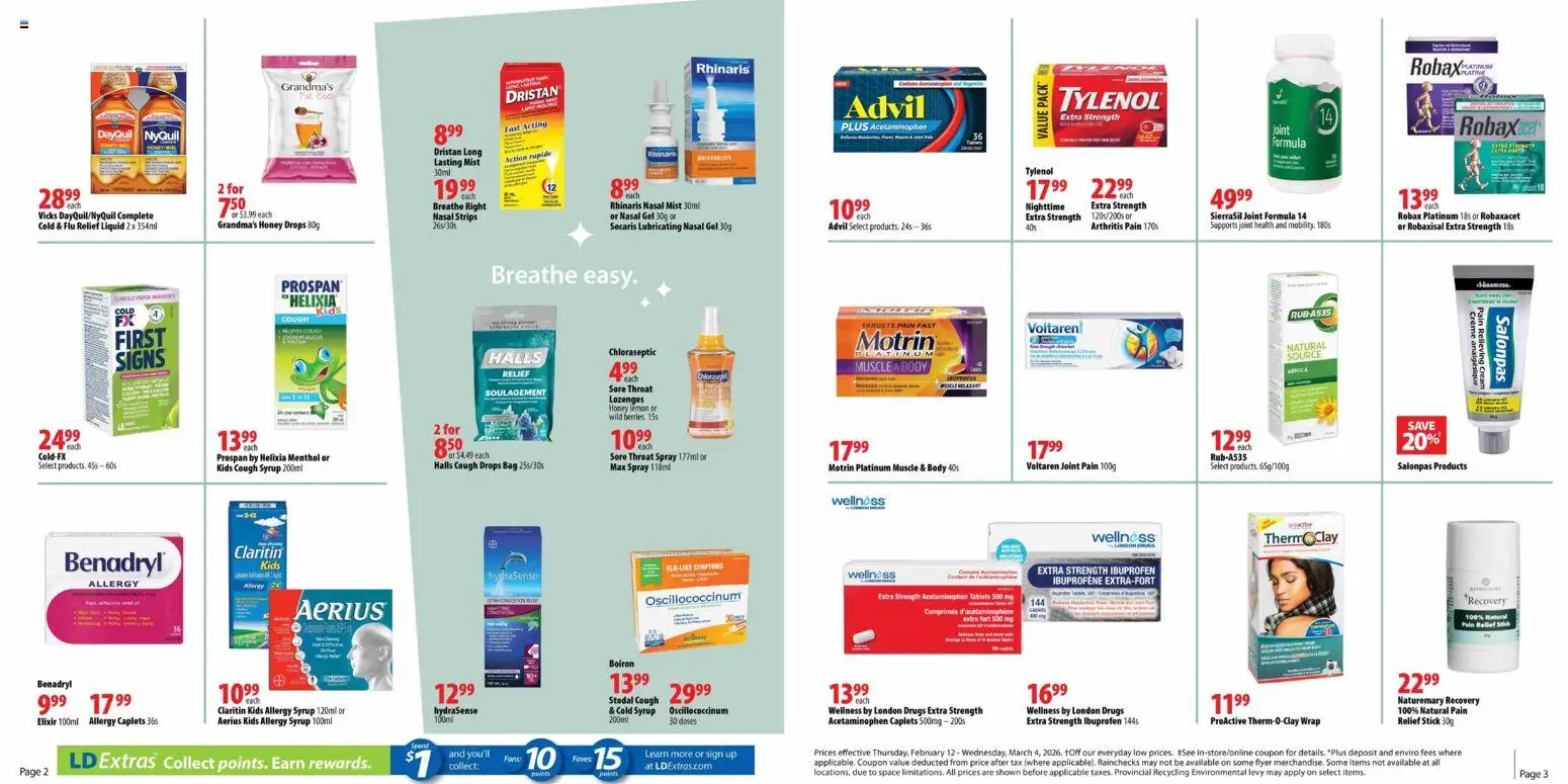 London Drugs flyer valid from 12.02.2026 | Page: 2 | Products: Cream, Bag, Couch
