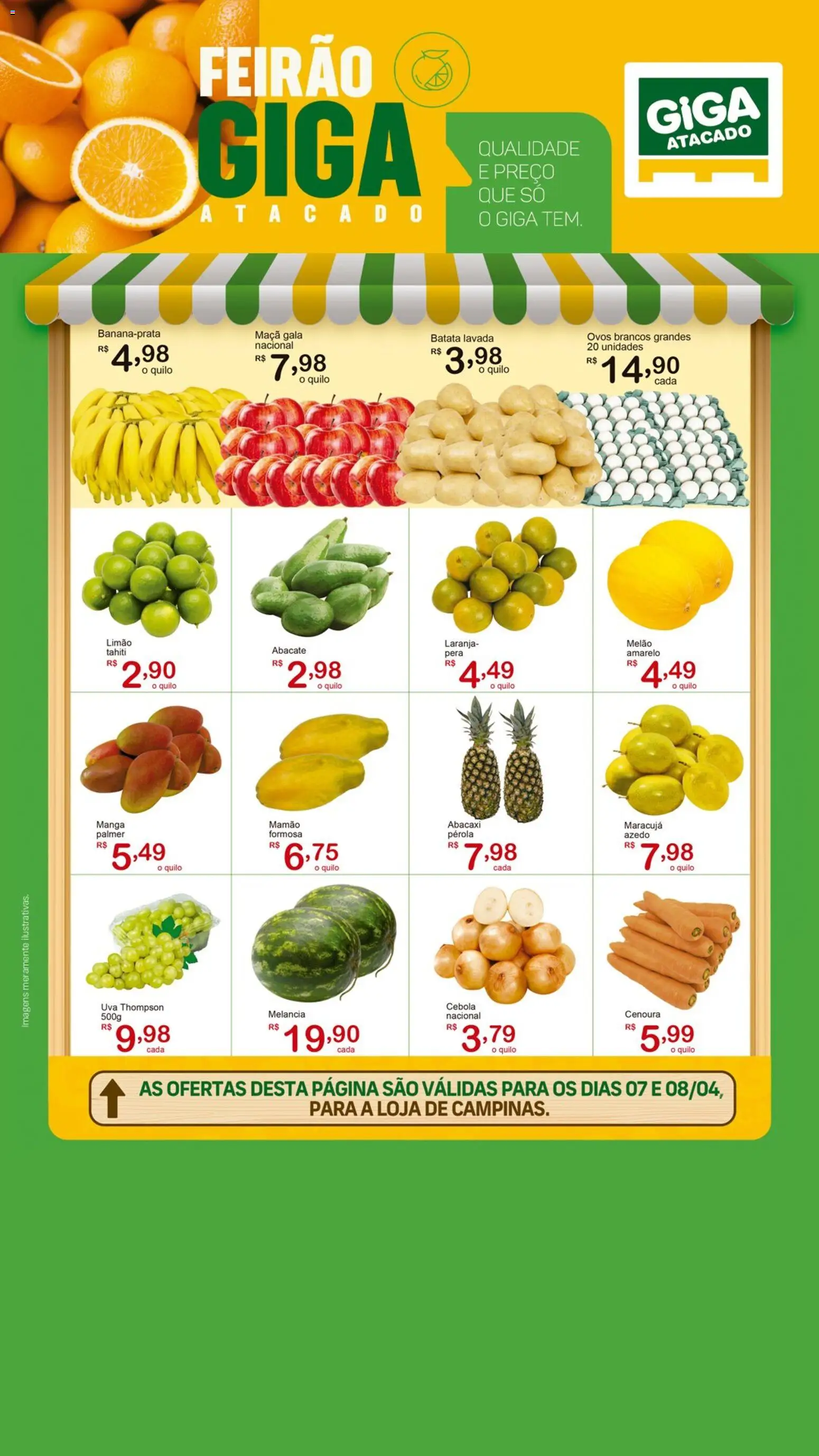 GIGA Atacado Folheto - válido de 07.04.2026 | Página: 1 | Produtos: Melão, Abacaxi, Cenoura, Batata