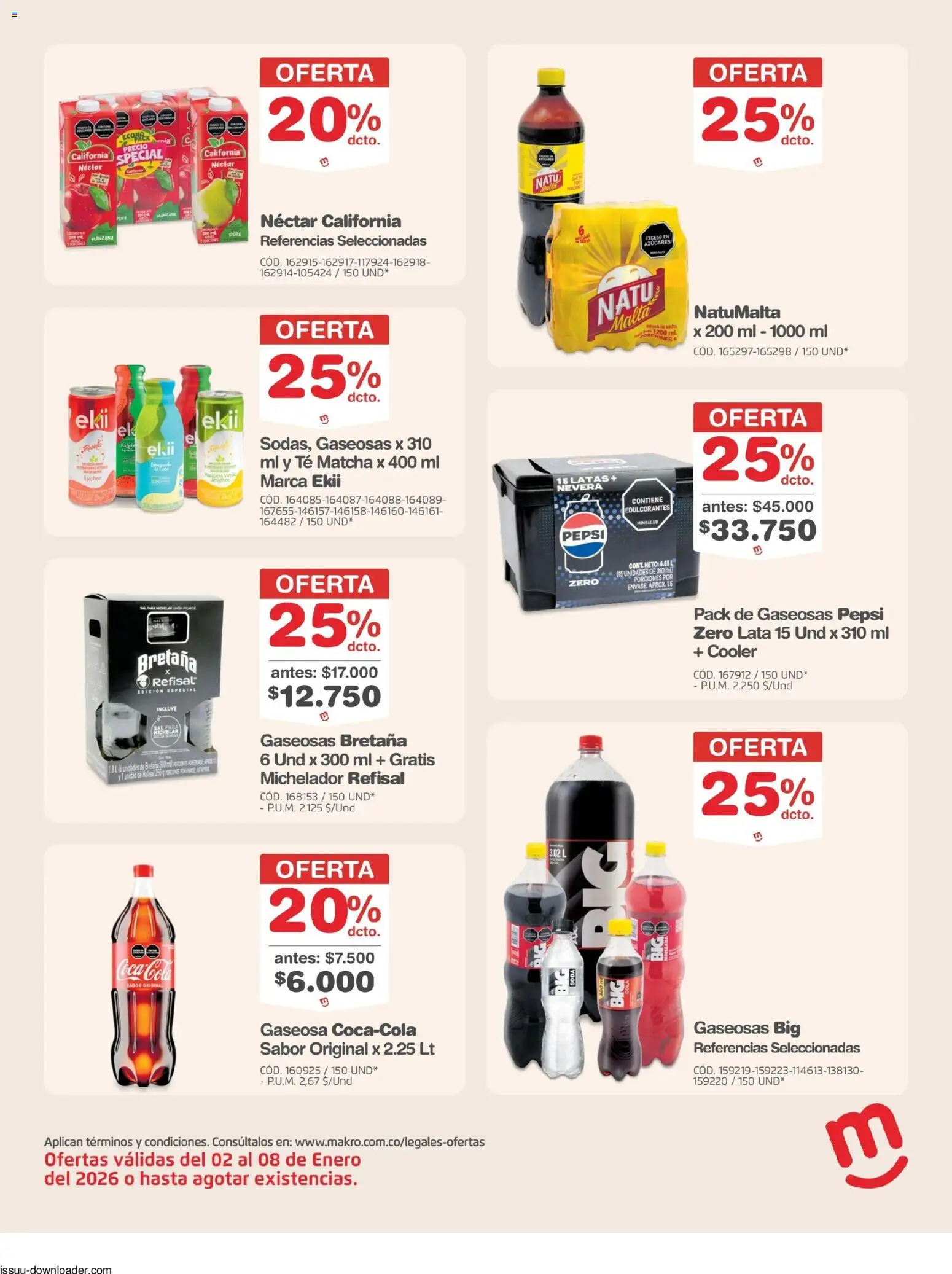 Makro revista - valida desde el 02.01.2026 | Página: 11 | Productos: Té, Gaseosa, Sal, Nevera