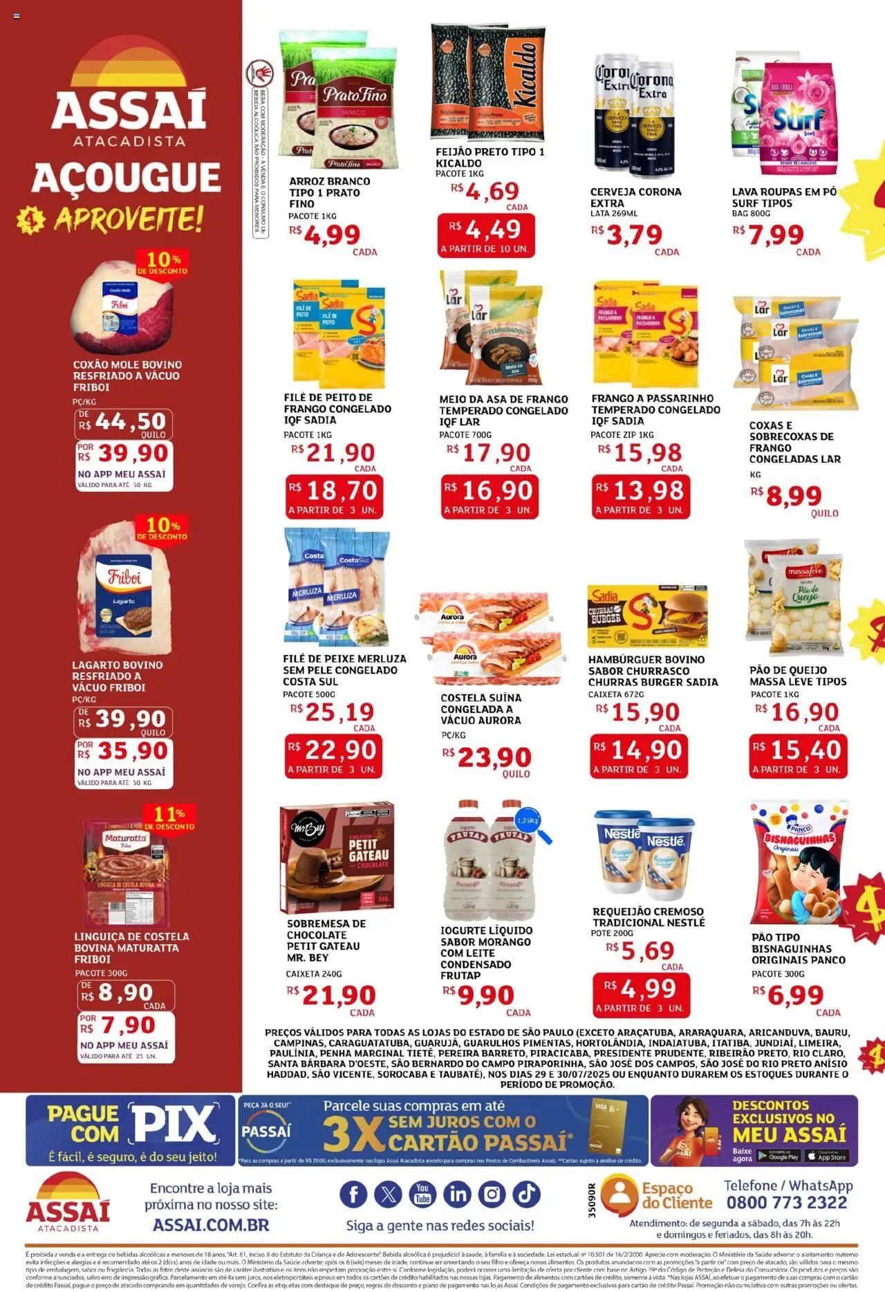 Assaí Atacadista Folheto - válido de 29.07.2025 | Página: 2 | Produtos: Iogurte, Peixe, Massa, Requeijão