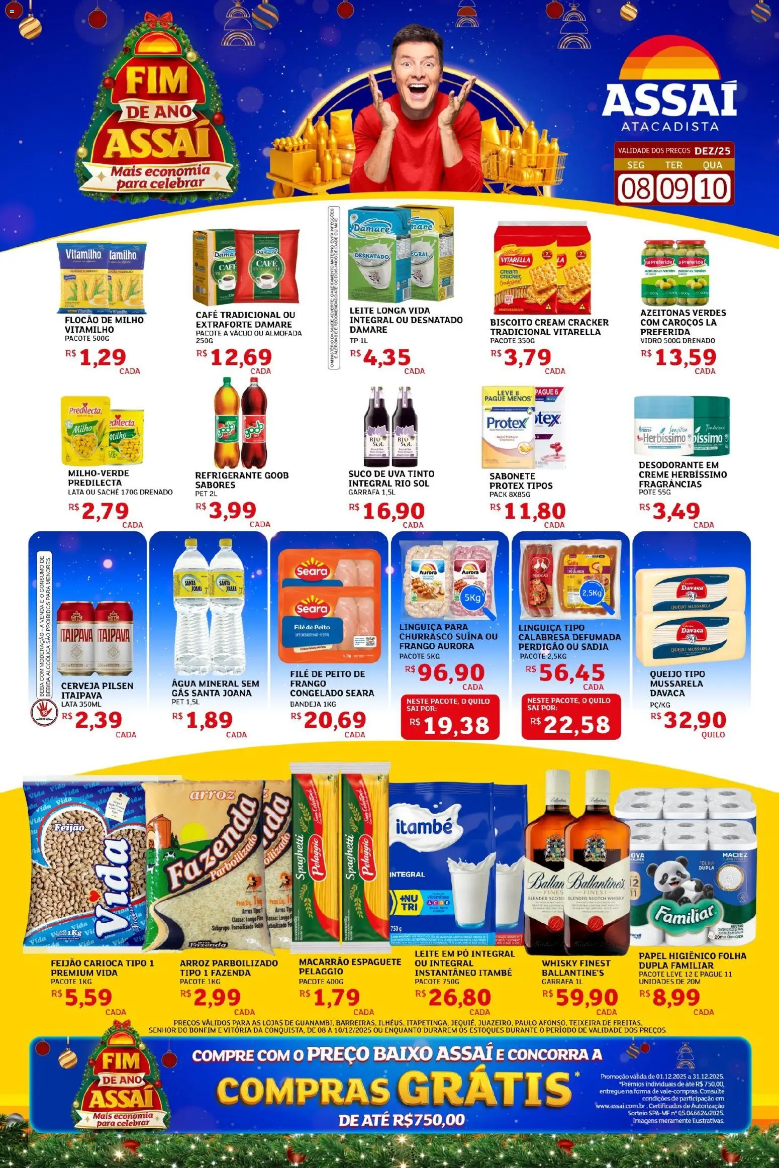 Assaí Atacadista Folheto - válido de 08.12.2025 | Página: 1 | Produtos: Feijão, Linguiça, Cerveja, Bebida
