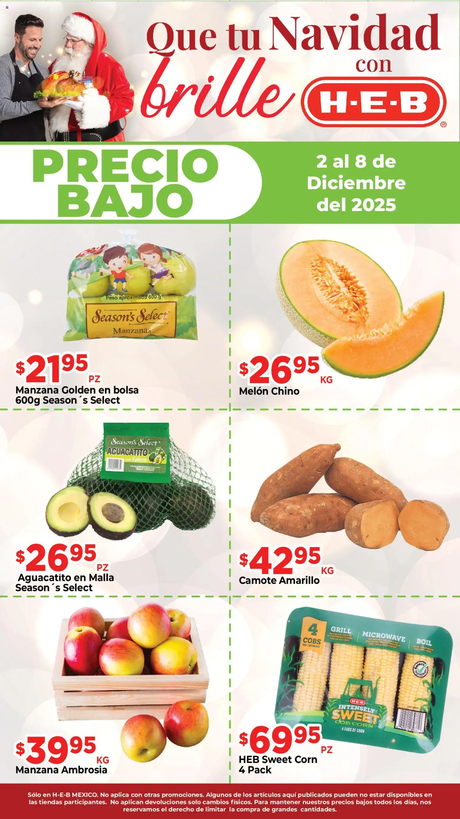 Nuevas ofertas de H-E-B válidas en toda la República Mexicana desde el 02.12.2025. ¡Encuentra las mejores ofertas en H-E-B folleto Ahorra! | Página: 2 | Productos: Camote, Melón, Manzanas, Malla
