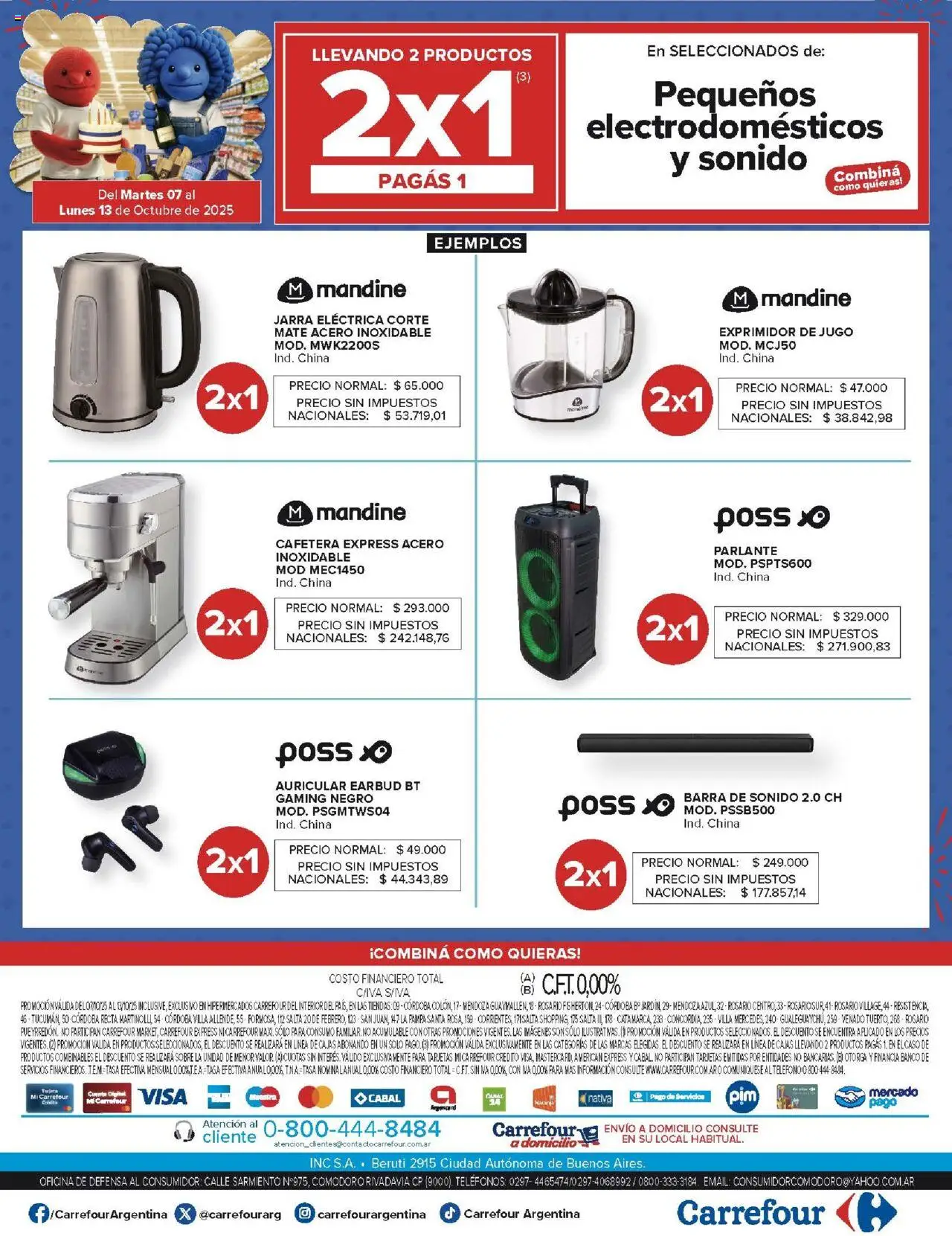 Carrefour - Ofertas Corrientes │ válido desde el 07.10.2025 | Página: 27 | Productos: Teléfono, Banco, Cafetera, Exprimidor