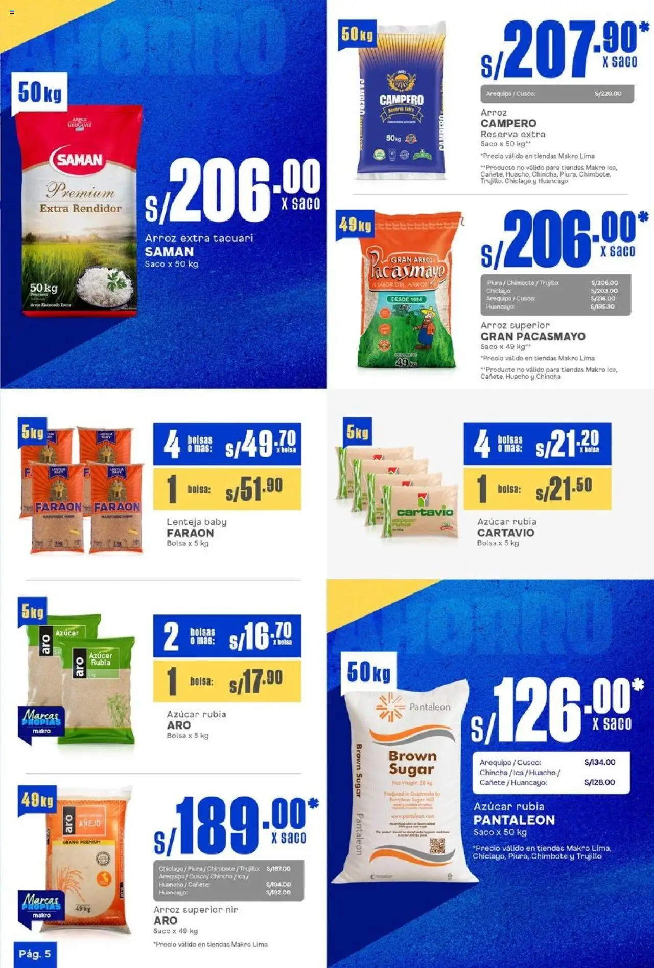 Catálogo Makro válido desde 25.09.2025 | Página: 5 | Productos: Arroz, Saco, Bolsa