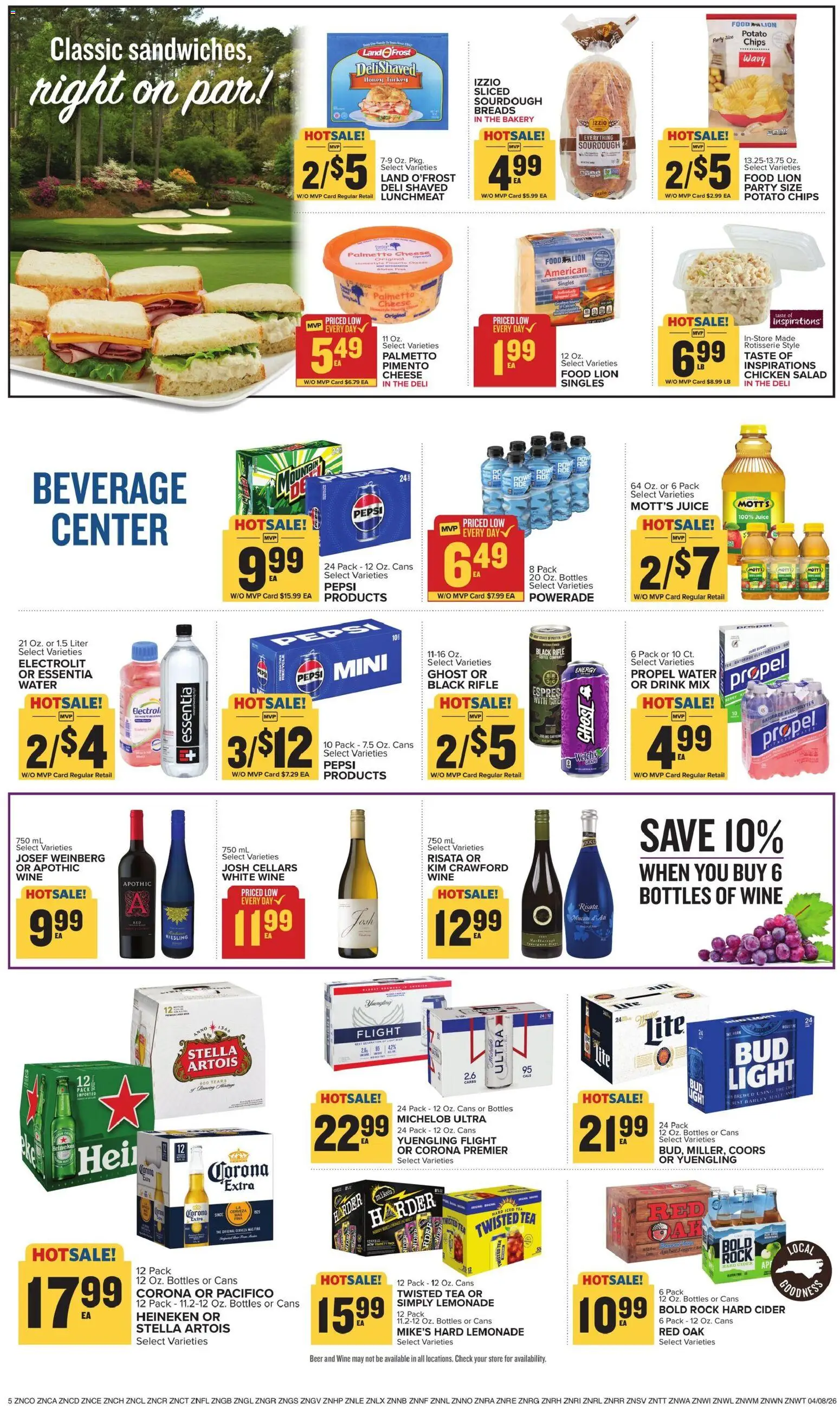 Food Lion Weekly Ad - valid from 08.04.2026 | Page: 6 | Products: Cheese, Chips, Salad, Rifle